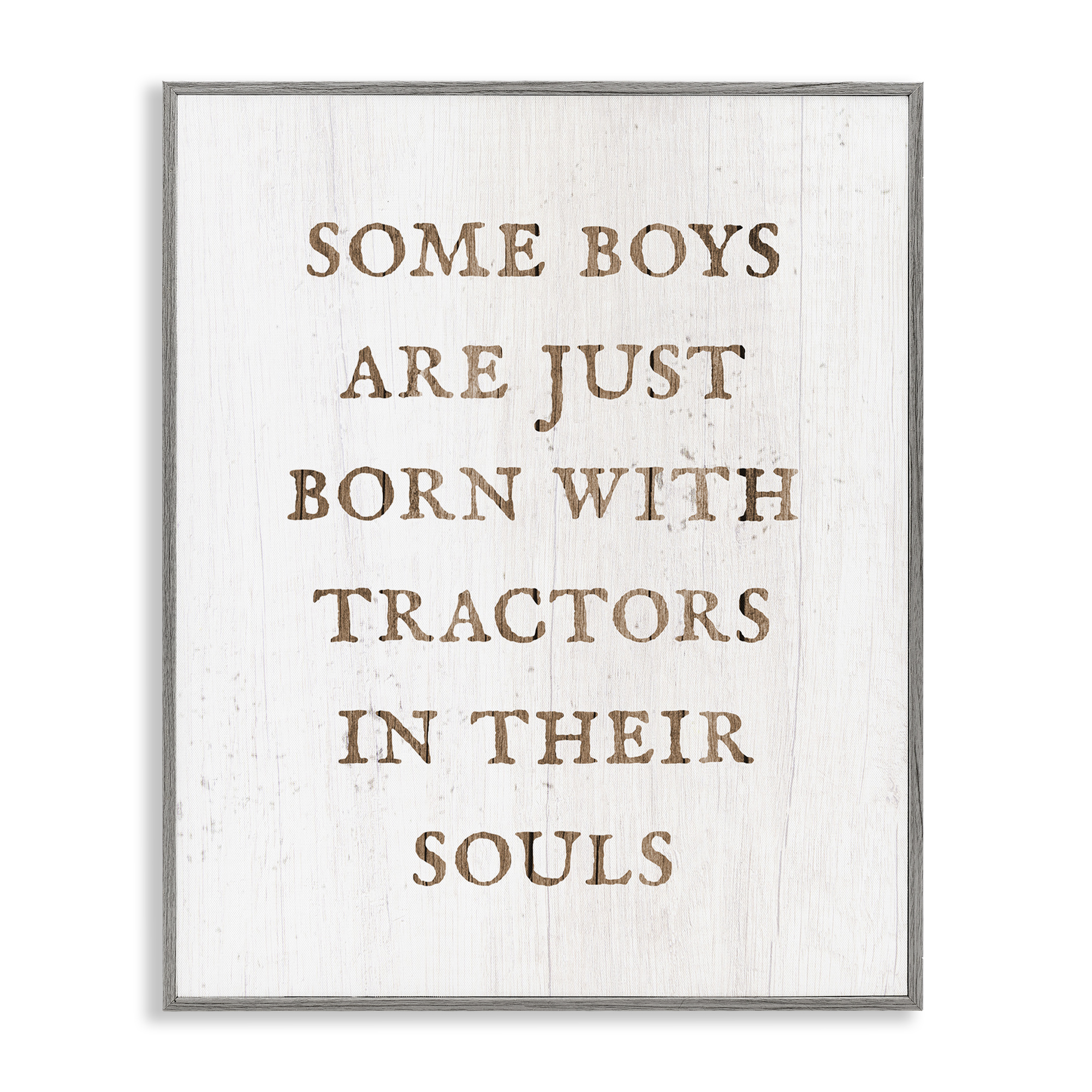 Stupell Industries Tractors In Their Souls Typography Painting Gray Framed Art Print Wall Art, 16 x 20