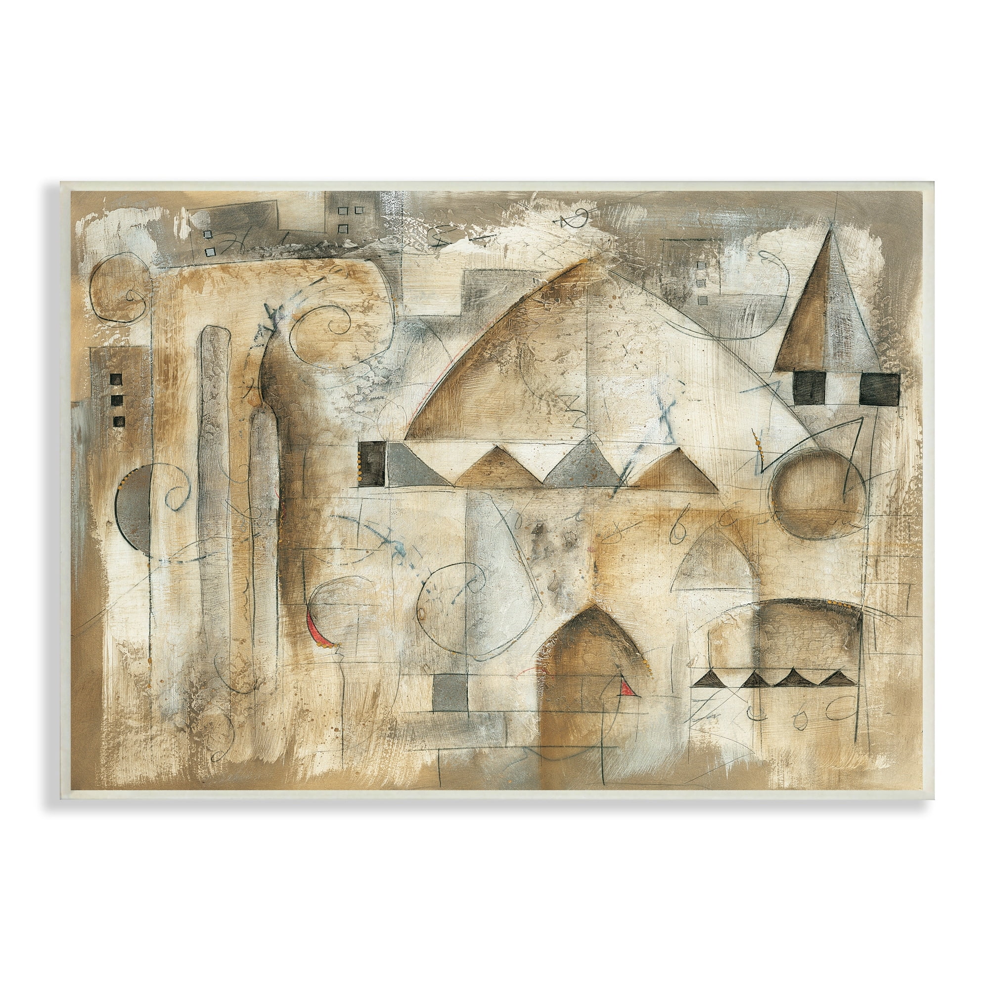 Stupell Industries Traditional Abstract City Architecture Triangular Shapes Brown Beige, 15 x 10,Design by Eric Waugh