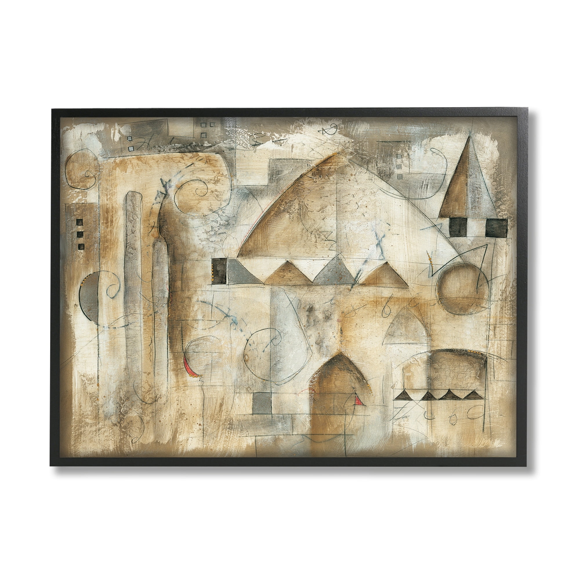 Stupell Industries Traditional Abstract City Architecture Triangular Shapes Brown Beige, 20 x 16,Design by Eric Waugh