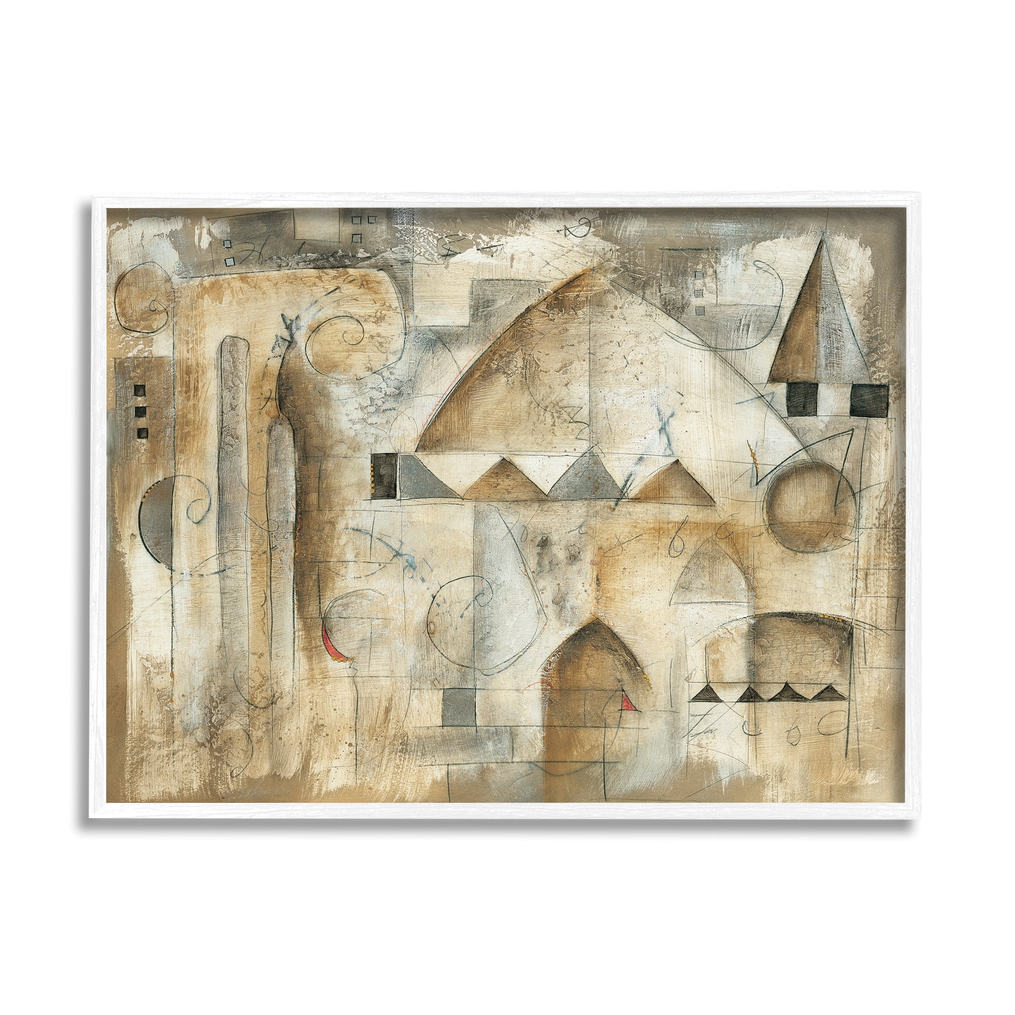 Stupell Industries Traditional Abstract City Architecture Triangular Shapes Brown Beige, 30 x 24,Design by Eric Waugh