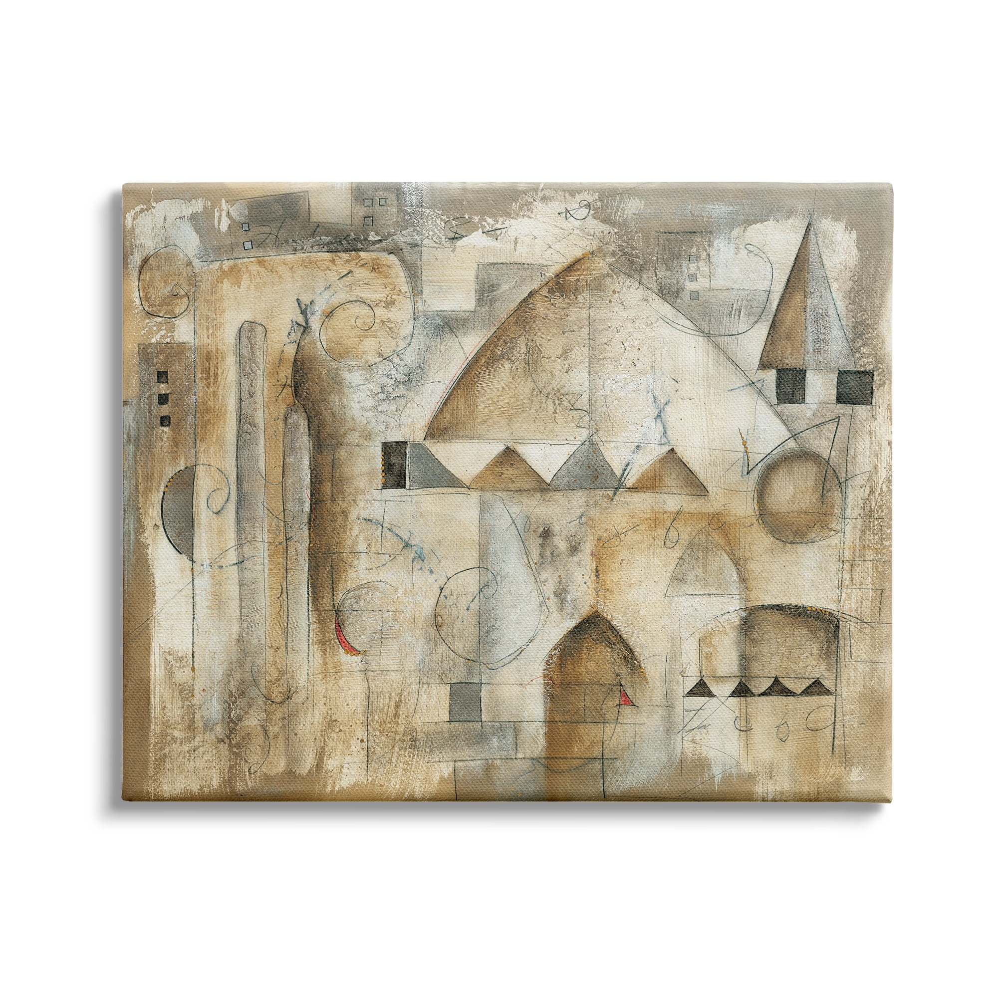 Stupell Industries Traditional Abstract City Architecture Triangular Shapes Brown Beige, 30 x 24,Design by Eric Waugh