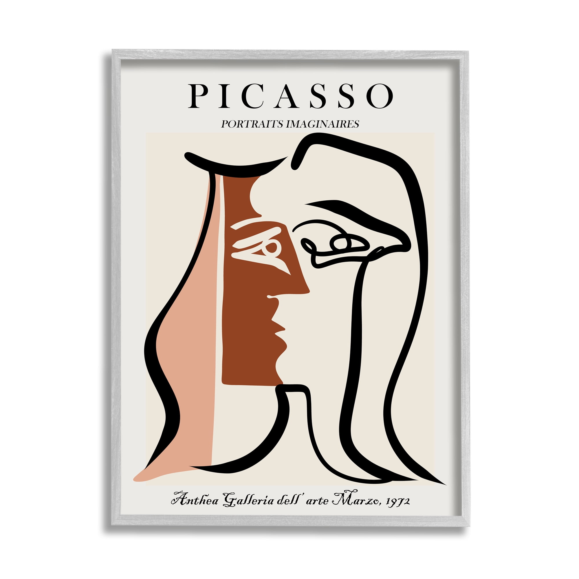 Stupell Industries Traditional Abstract Picasso Portrait Imaginary Faces Terracotta, 11 x 14, Designed by Ros Ruseva
