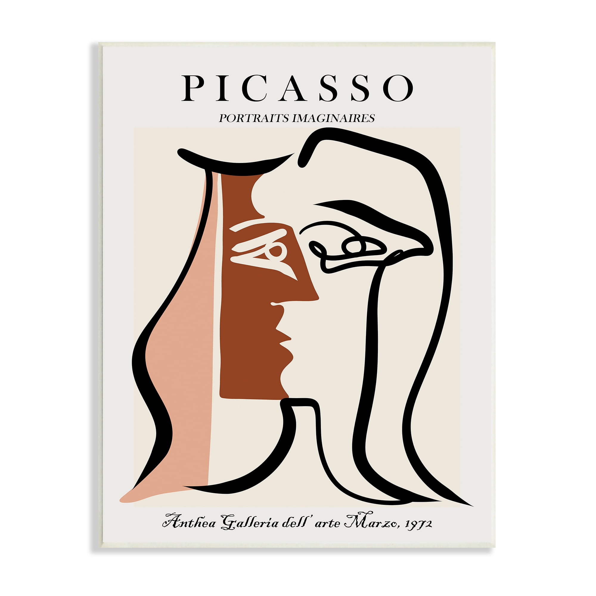 Stupell Industries Traditional Abstract Picasso Portrait Imaginary Faces Terracotta, 13 x 19, Designed by Ros Ruseva