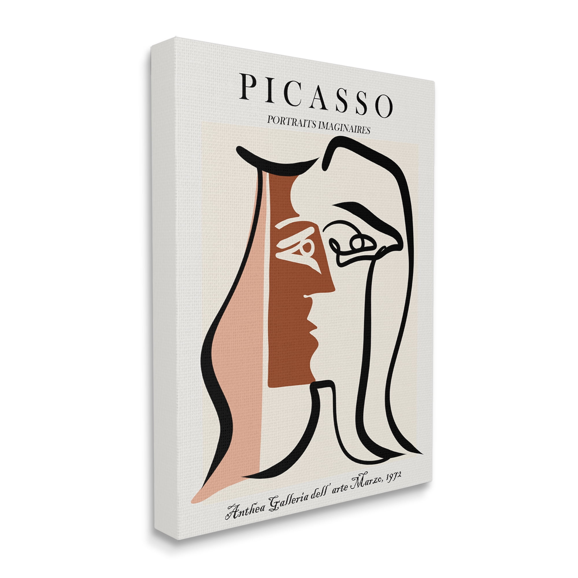 Stupell Industries Traditional Abstract Picasso Portrait Imaginary Faces Terracotta, 24 x 30, Designed by Ros Ruseva
