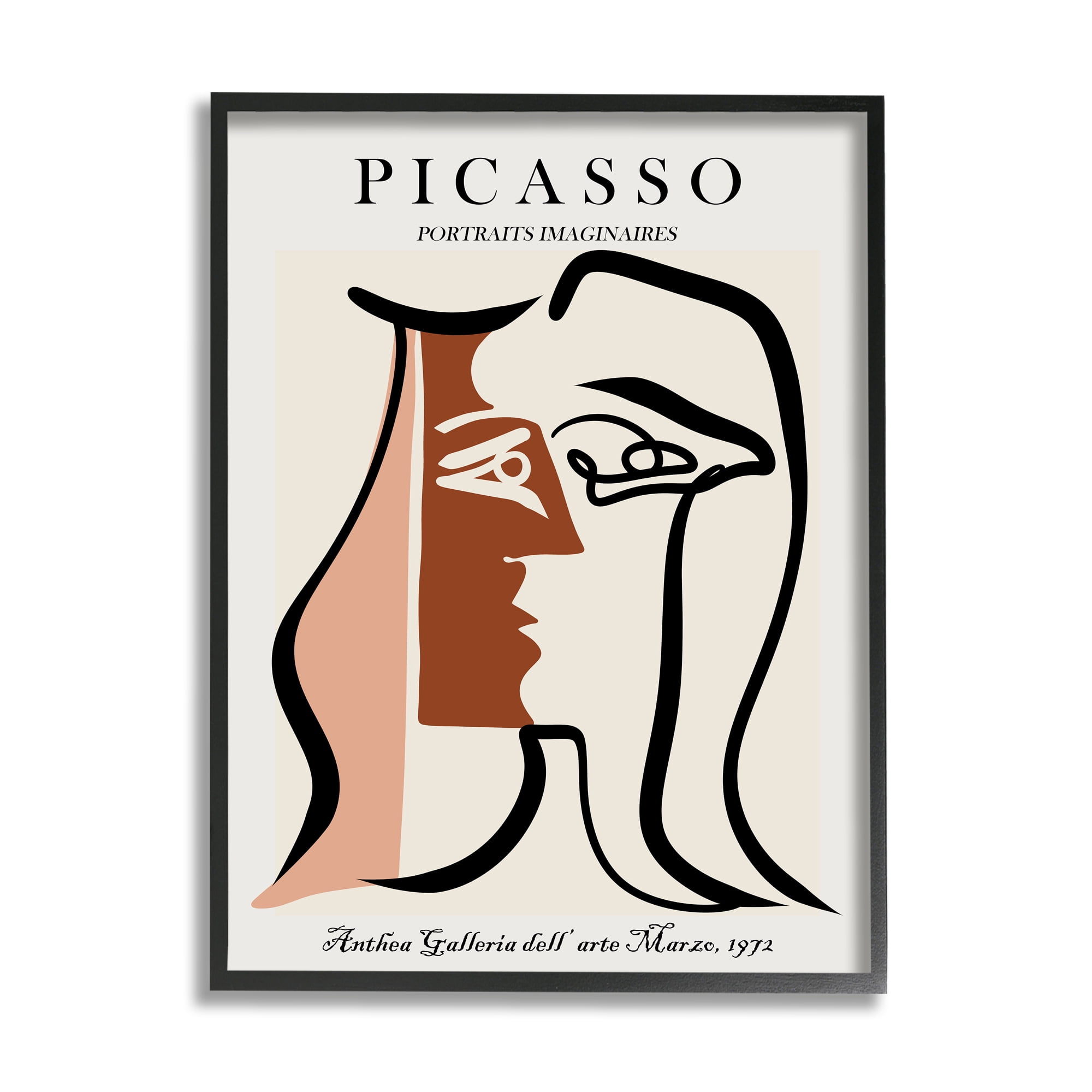 Stupell Industries Traditional Abstract Picasso Portrait Imaginary Faces Terracotta, 24 x 30, Designed by Ros Ruseva