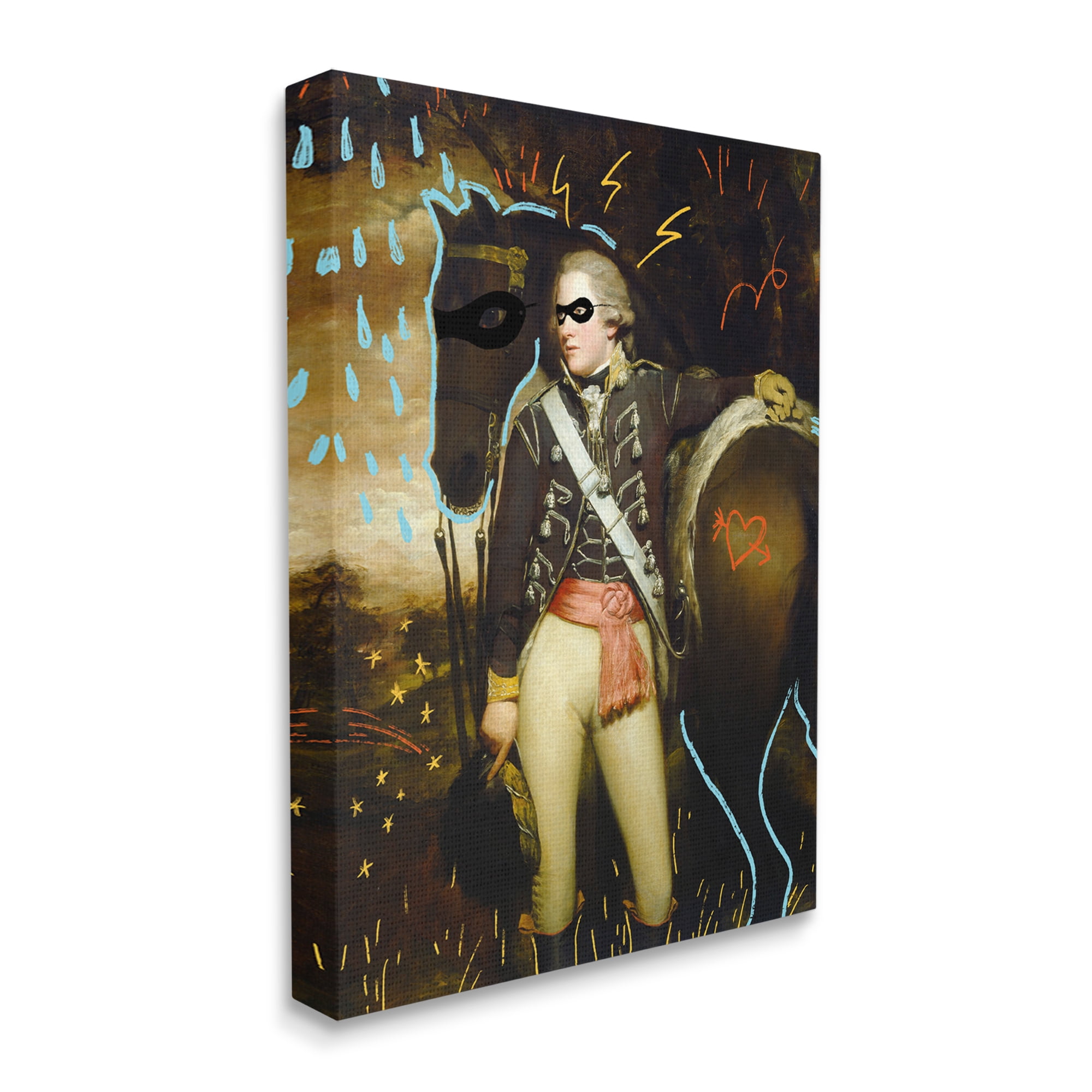 Stupell Industries Traditional Abstraction Presidential Masked Horse Animals & Insects Painting Gallery Wrapped Canvas Print Wall Art, 30 x 40