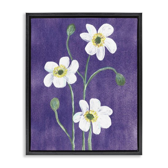Stupell Industries Traditional Acrylic Poppies Trio Black Floating Frame Canvas Art, 25 x 31, by Camila Juncos