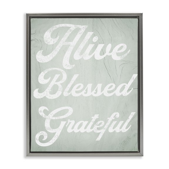 Stupell Industries Traditional Alive Blessed Grateful Vintage Tree Pattern Phrase Gray Floating Frame Canvas Art, 25 x 31, by Lil' Rue