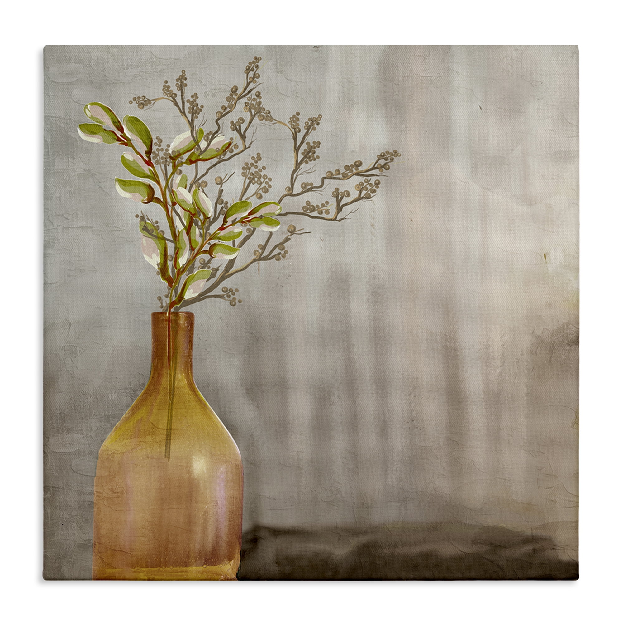 Stupell Industries Traditional Amber Vase Plants & Flowers Painting Wrapped Canvas Art Print Wall Art, 24 x 24