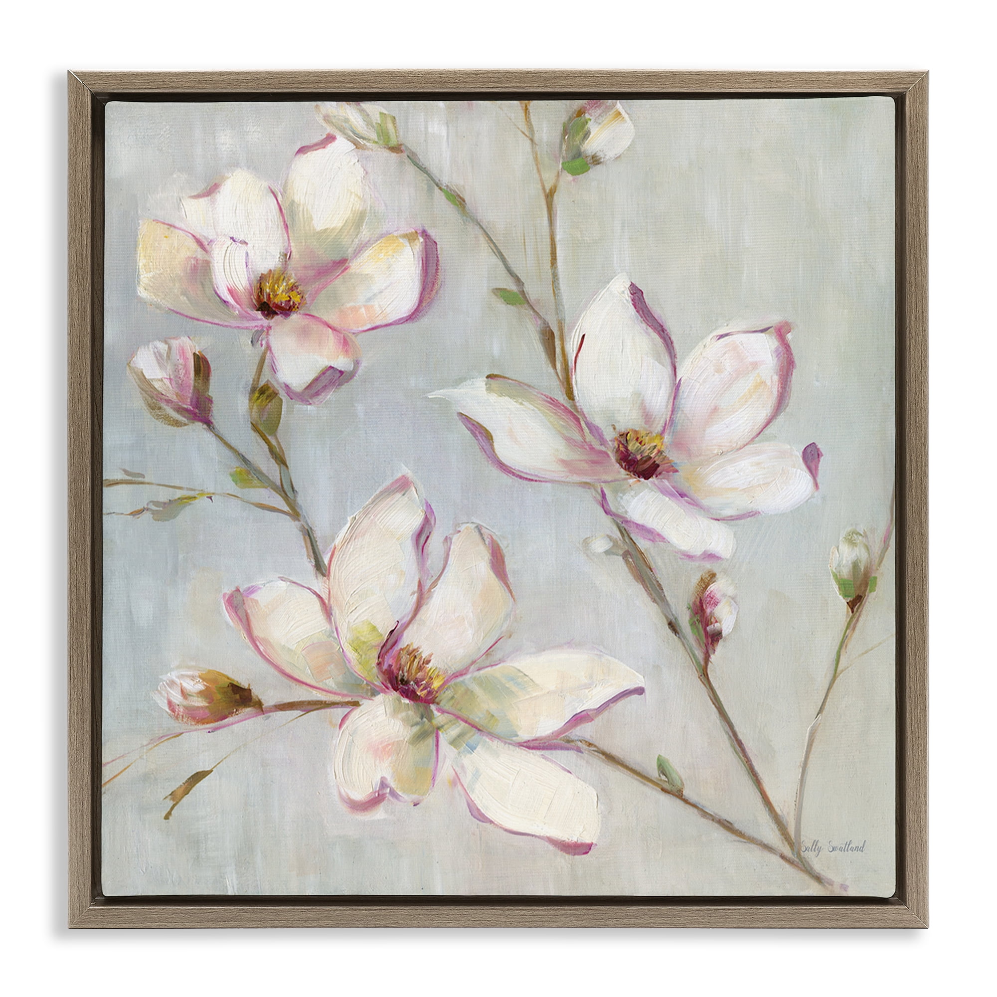 Stupell Industries Traditional Apple Blossoms Botanical & Floral Painting Brown Floater Framed Art Print Wall Art, 25 x 25