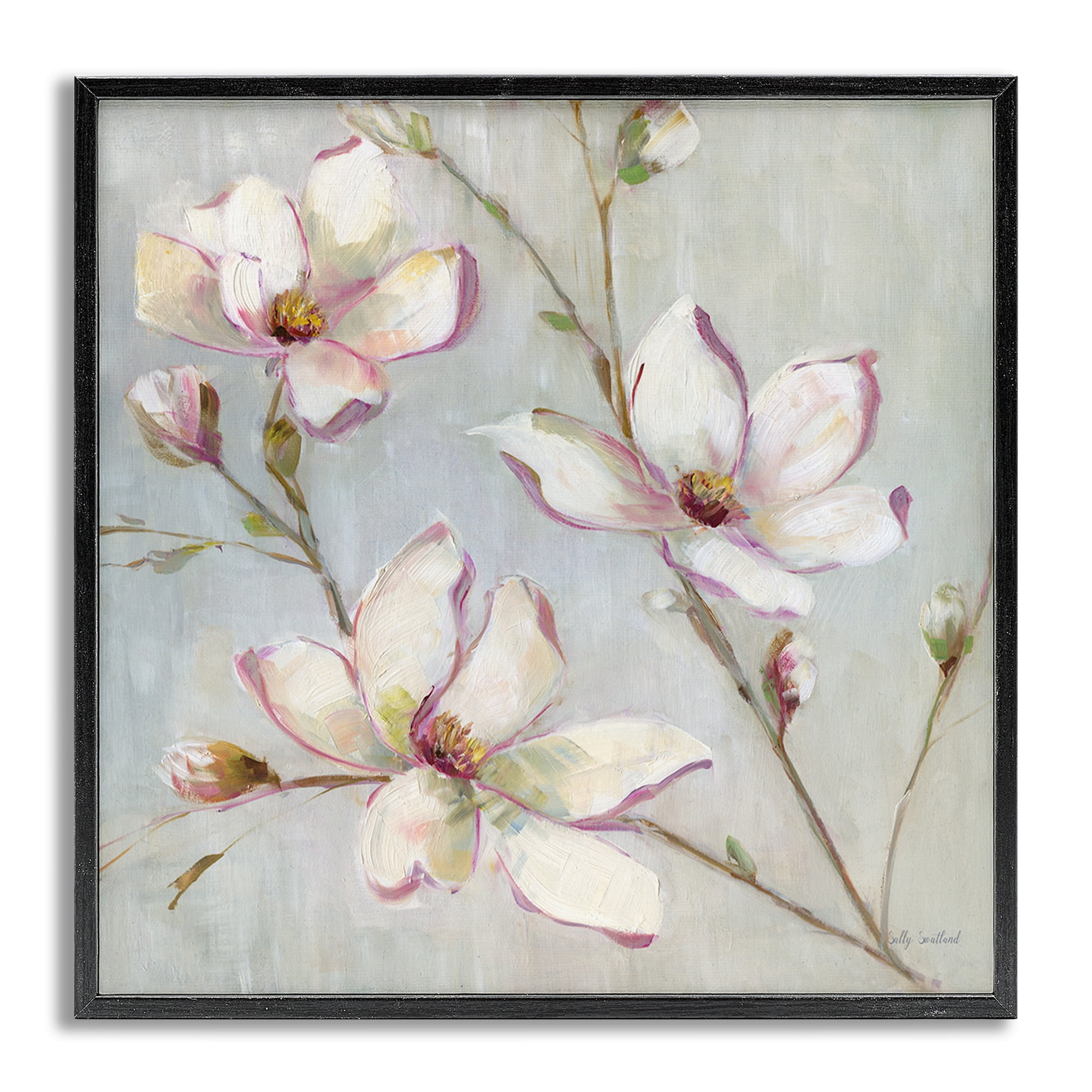 Stupell Industries Traditional Apple Blossoms Botanical & Floral Painting Gray Framed Art Print Wall Art, 12 x 12