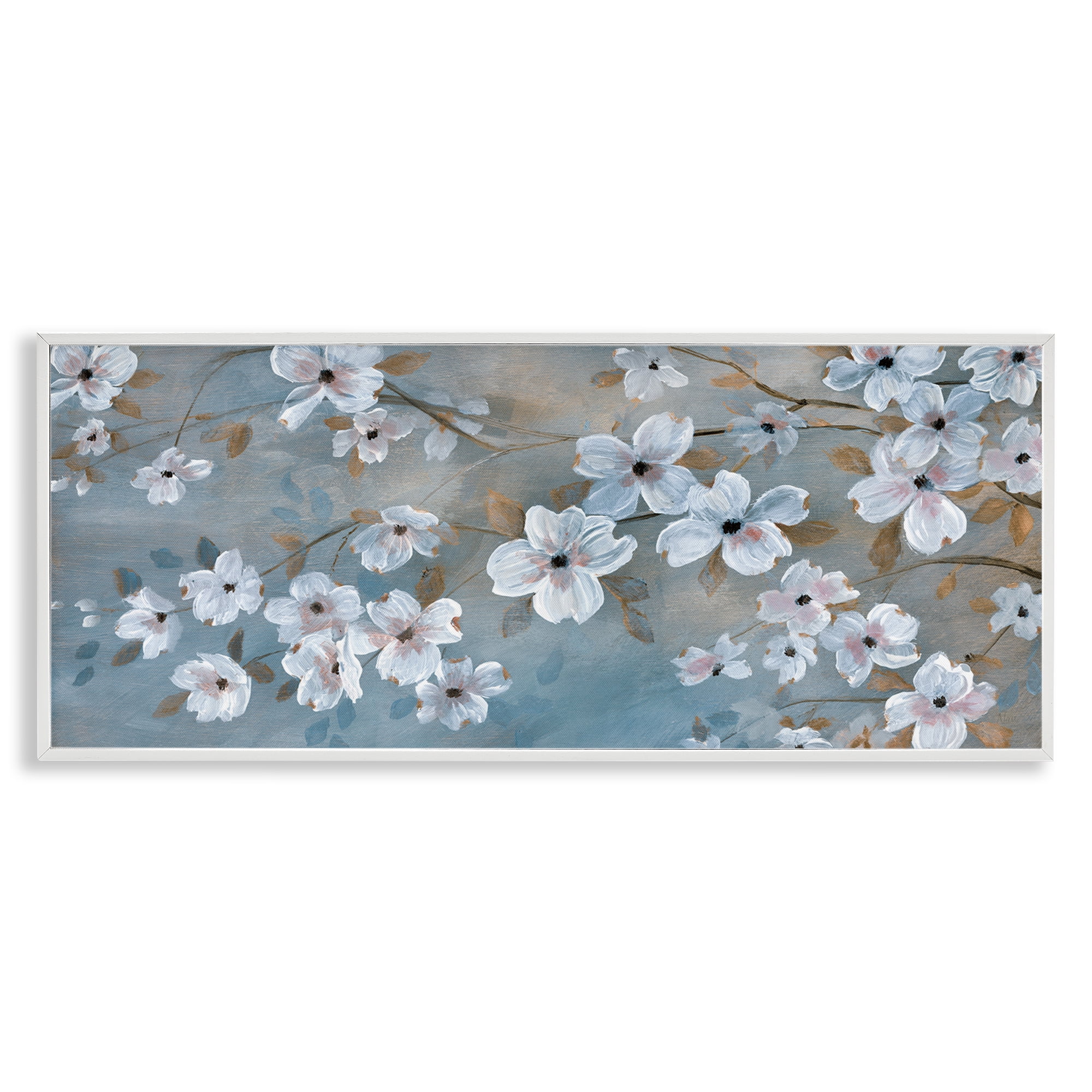 Stupell Industries Traditional Apple Blossoms Plants & Flowers Painting White Framed Art Print Wall Art, 24 x 10