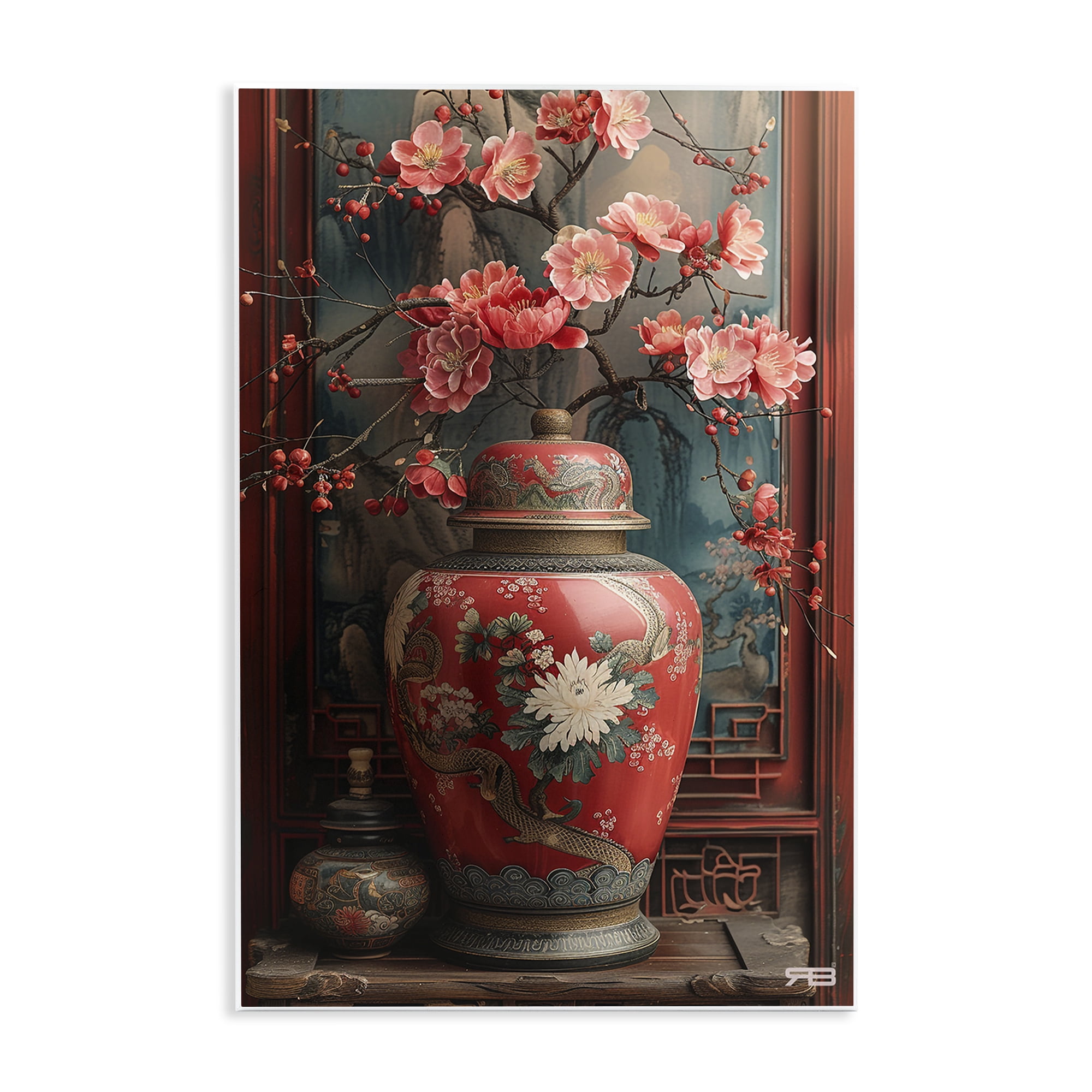 Stupell Industries Traditional Asian Vase Botanical & Floral Painting Unframed Art Print Wall Art, 13 x 19
