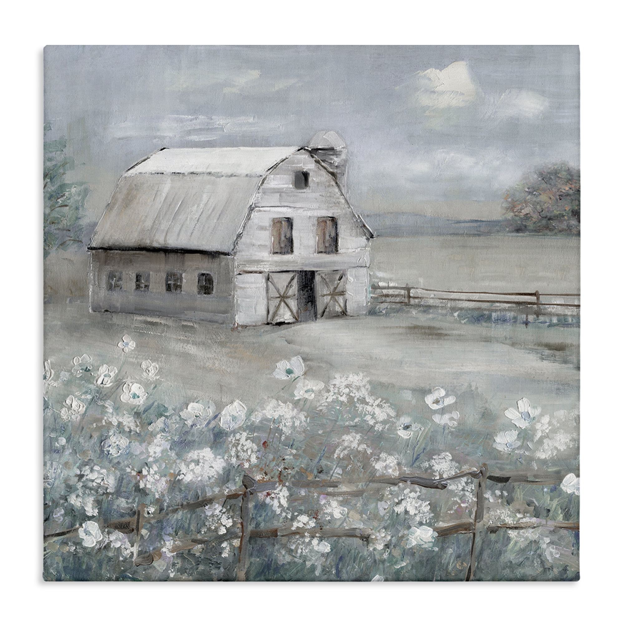 Stupell Industries Traditional Barn & Meadow Landscape & Nature Painting Wrapped Canvas Art Print Wall Art, 36 x 36