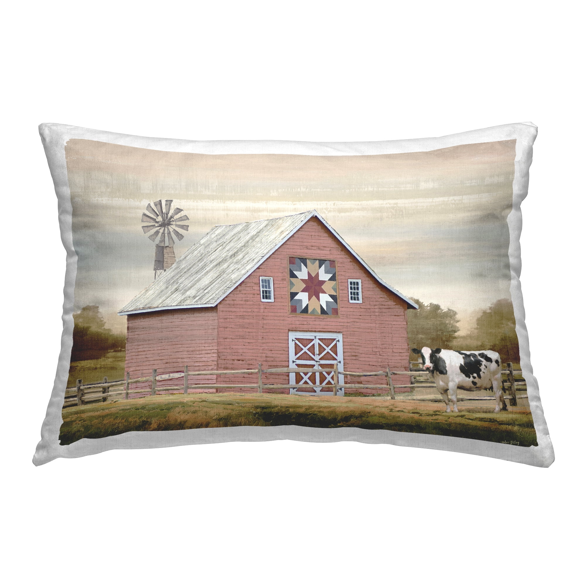 Stupell Industries Traditional Barn & Windmill Decorative Printed Throw Pillow Design by Amber Sterling.