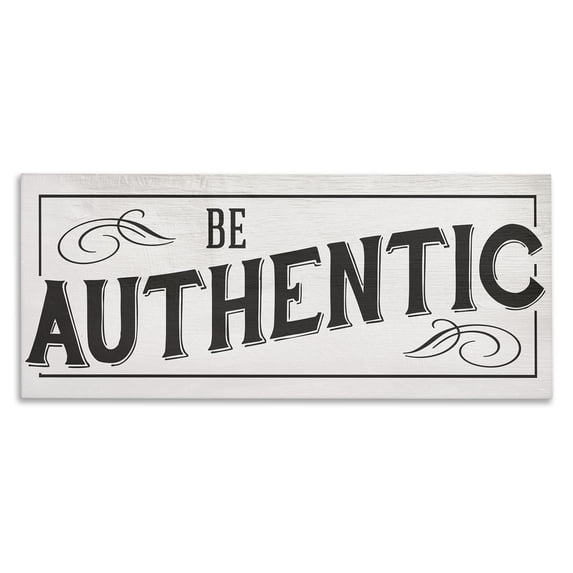 Stupell Industries Traditional Be Authentic Bold Typography Swirls Canvas Art, 24 x 10, by Lil' Rue