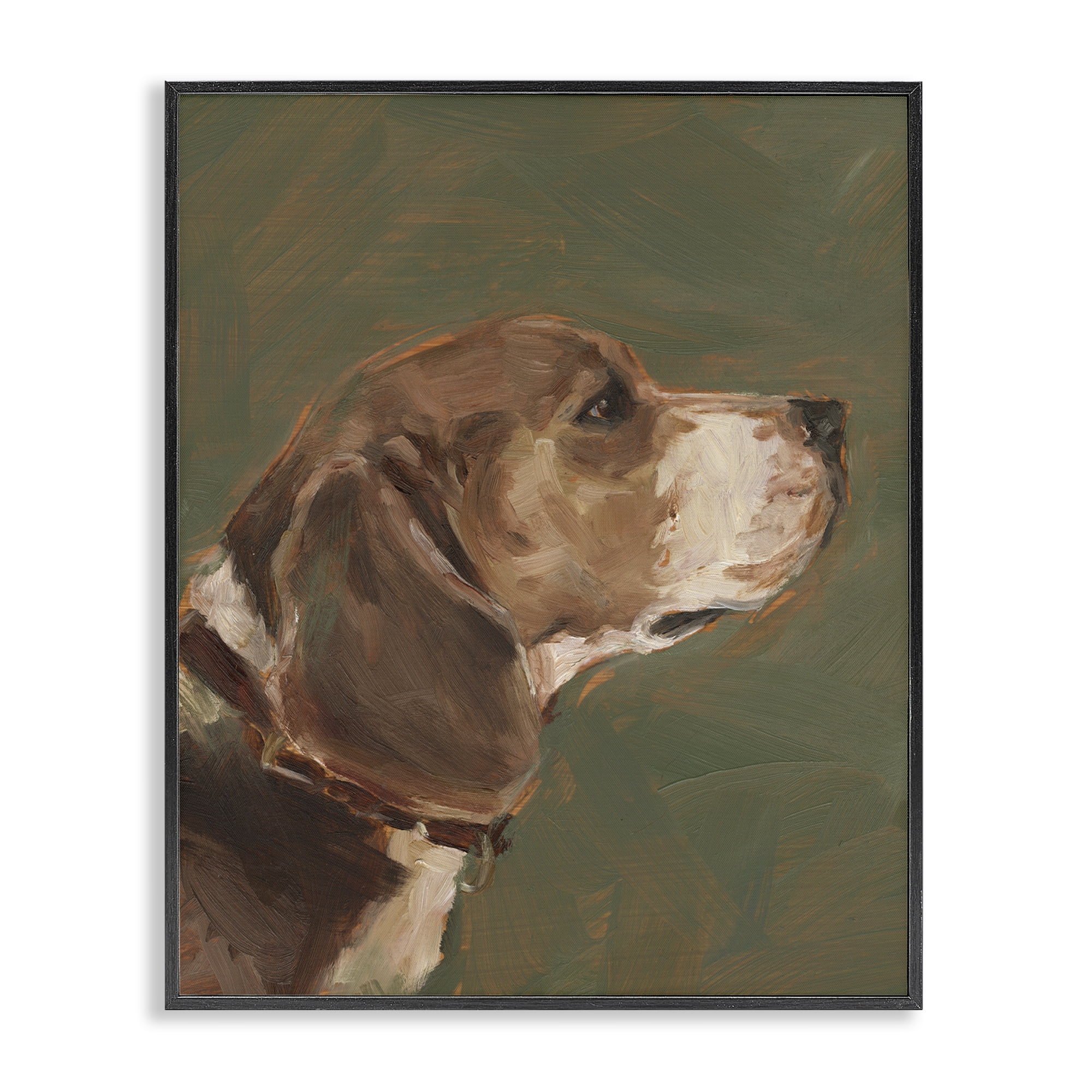 Stupell Industries Traditional Beagle Portrait Animals & Insects Painting Black Framed Art Print Wall Art, 24 x 30