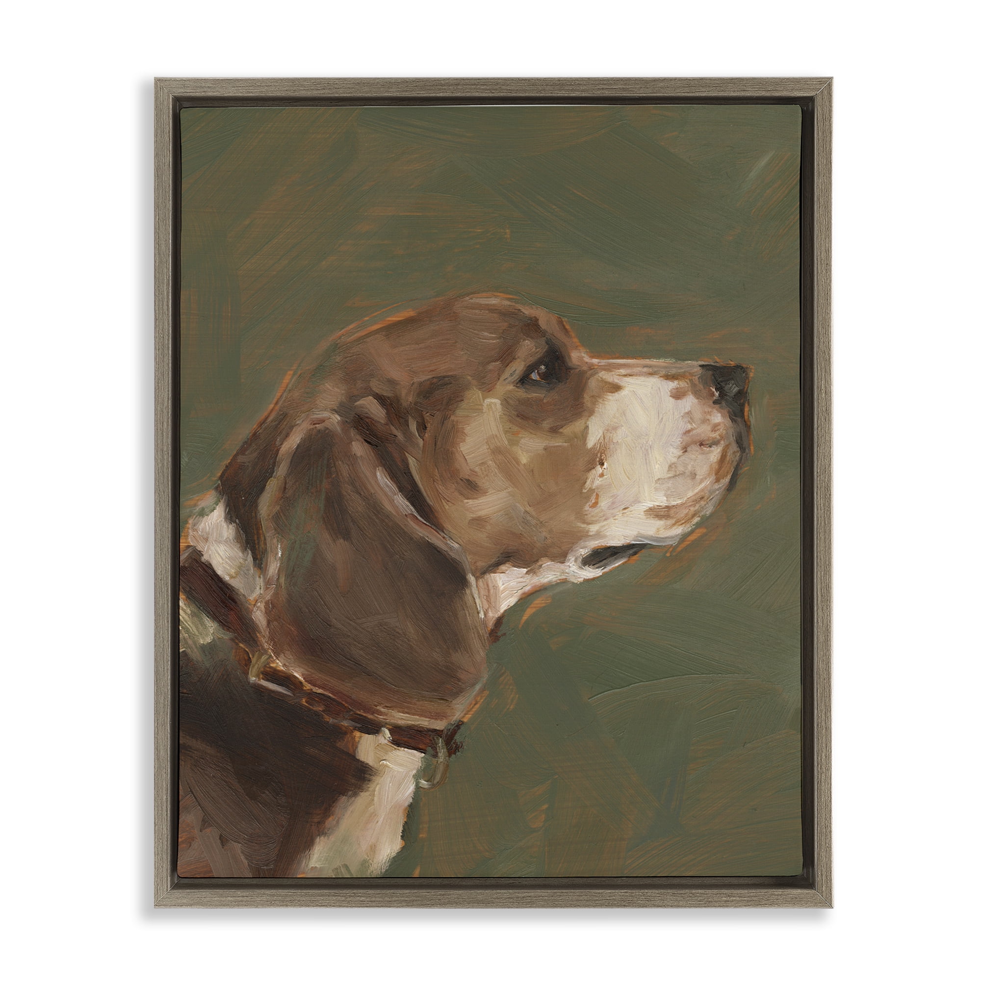 Stupell Industries Traditional Beagle Portrait Animals & Insects Painting Brown Floater Framed Canvas Art Print Wall Art, 25 x 31