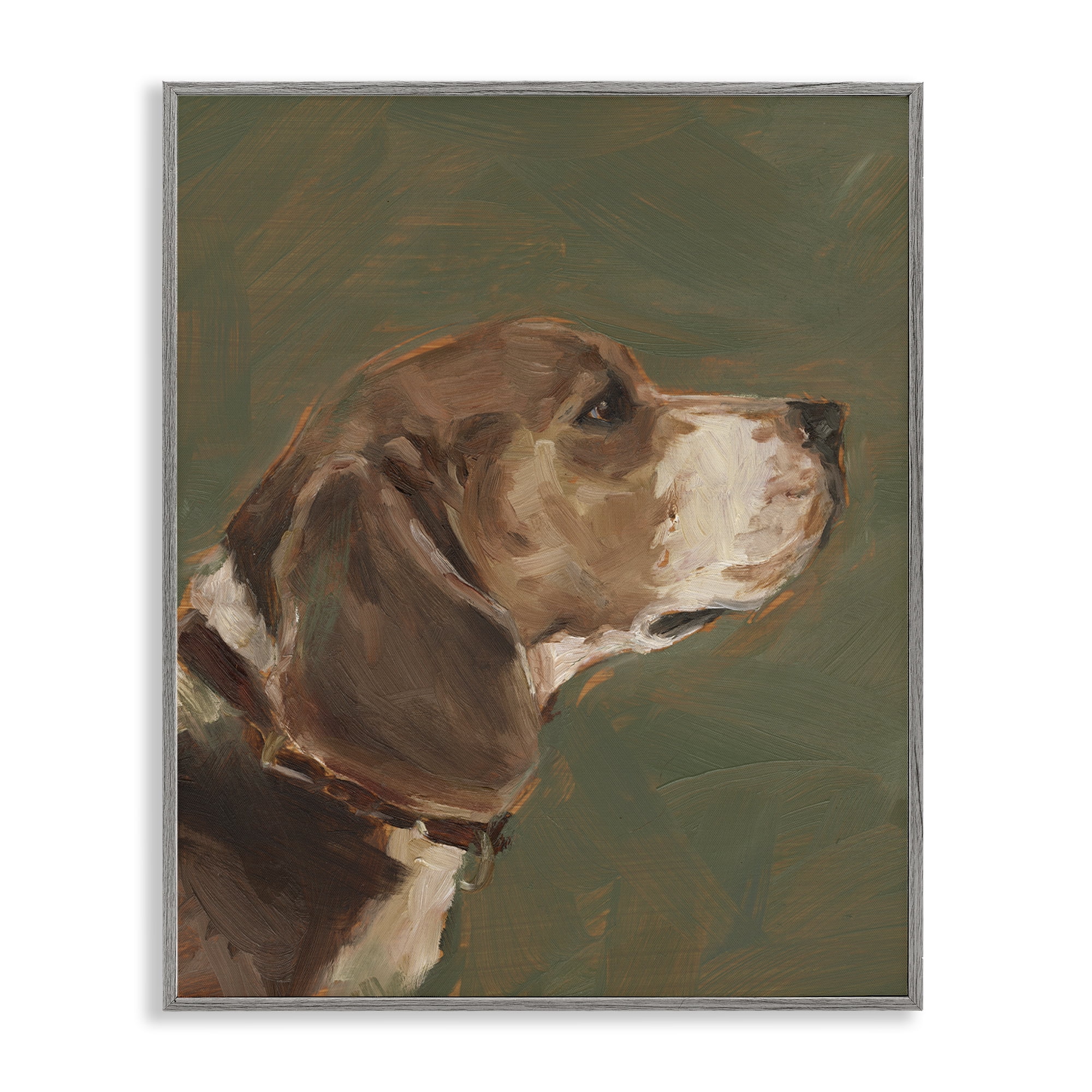 Stupell Industries Traditional Beagle Portrait Animals & Insects Painting Gray Framed Art Print Wall Art, 16 x 20