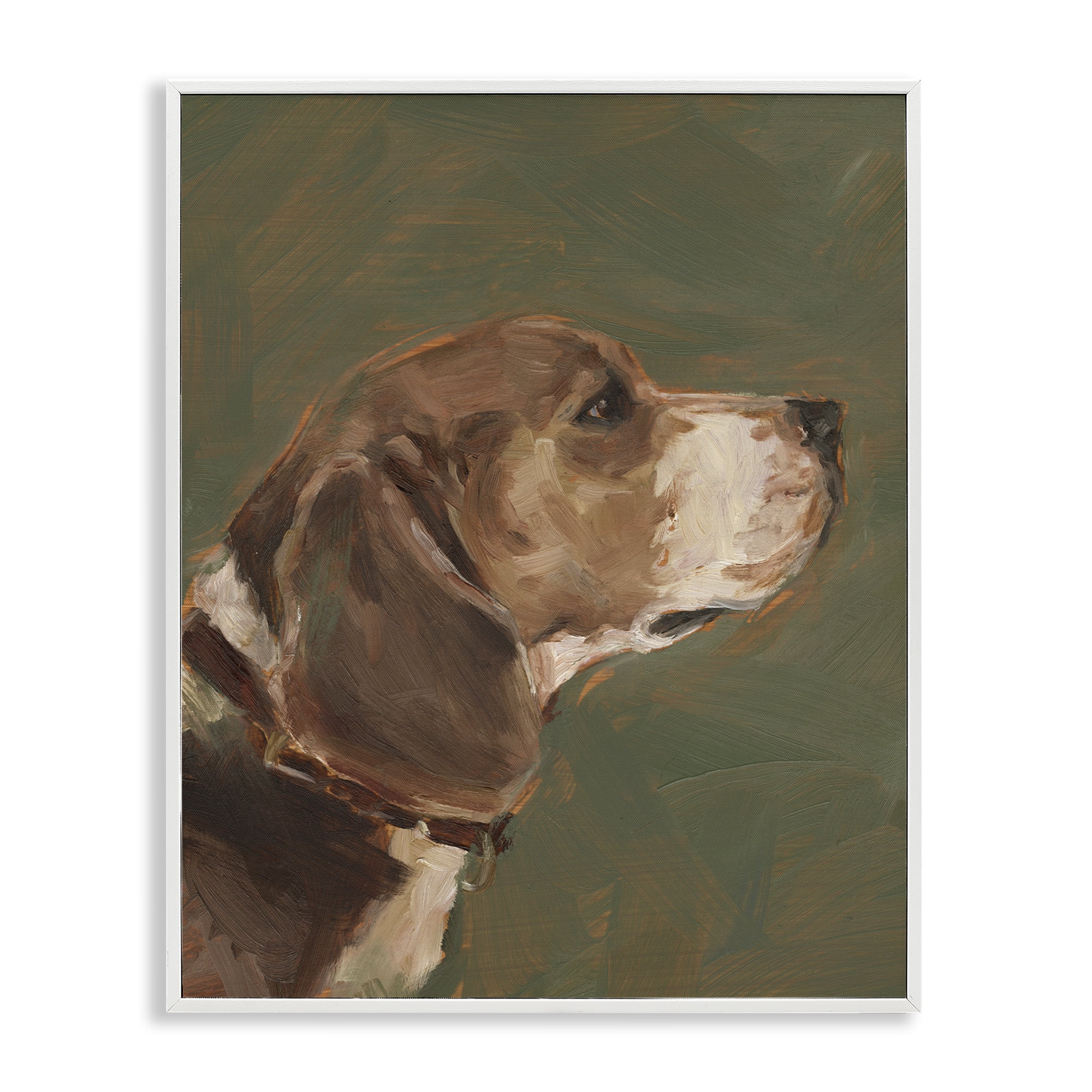 Stupell Industries Traditional Beagle Portrait Animals & Insects Painting White Framed Art Print Wall Art, 16 x 20