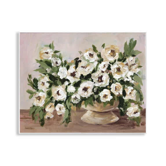 Stupell Industries Traditional Beige Flowers Plants & Flowers Painting Unframed Art Print Wall Art, 14 x 11