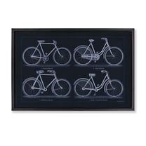 Stupell Industries Traditional Bicycle Styles Diagram Transportation Painting Black Floater Framed Canvas Art Print Wall Art, 25 x 17