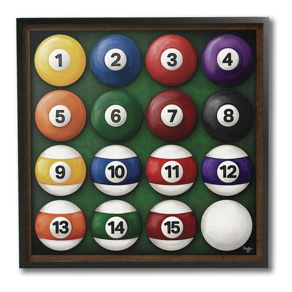 Stupell Industries Traditional Billiards Balls Sports Painting Black Framed Art Print Wall Art, 17 x 17