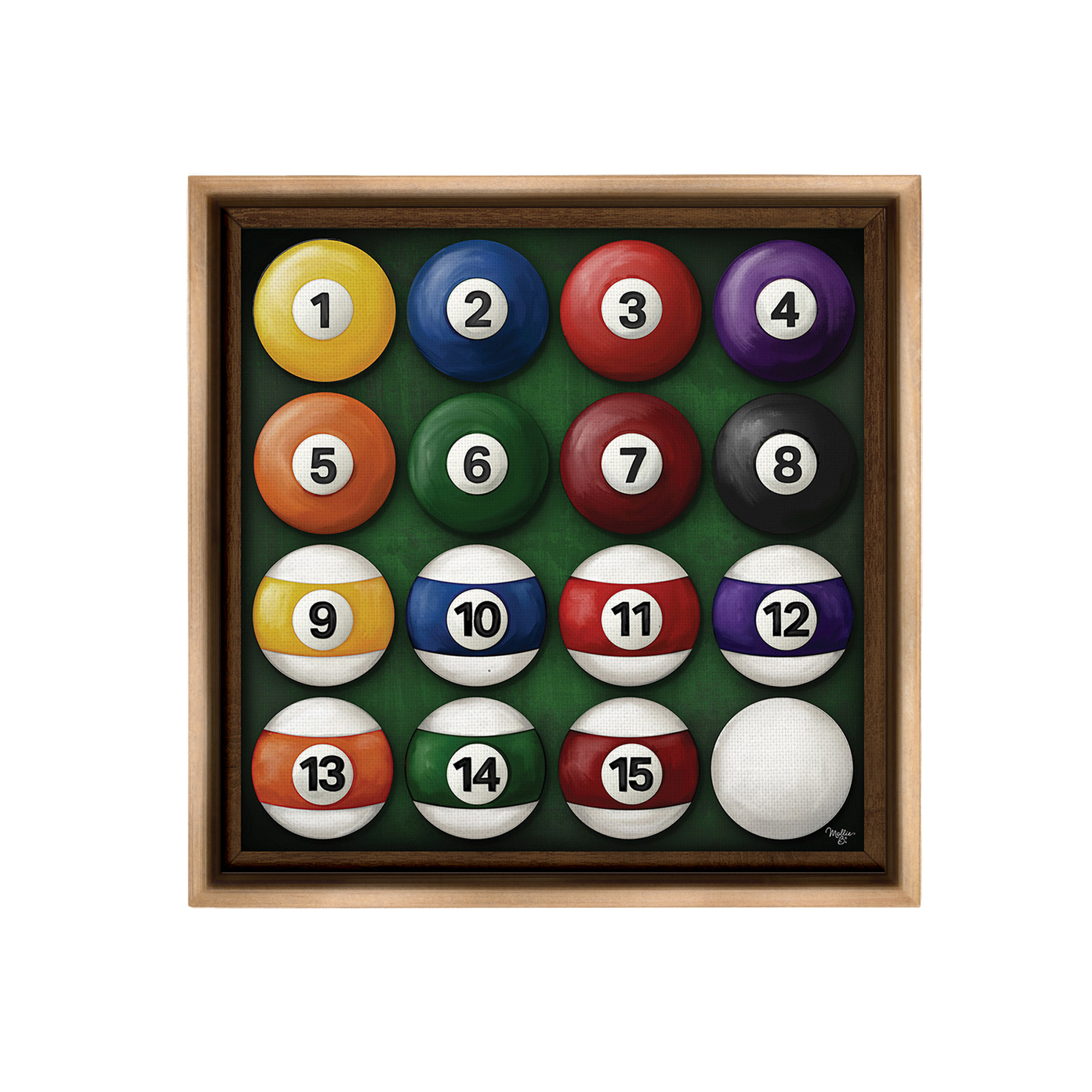 Stupell Industries Traditional Billiards Balls Sports Painting Brown Floater Framed Canvas Art Print Wall Art, 18 x 18