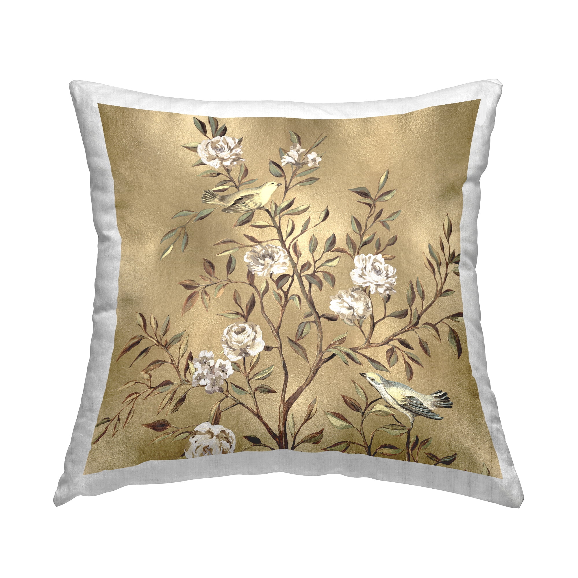 Stupell Industries Traditional Birds Botanical Glam Printed Throw Pillow Design by Reneé Campbell