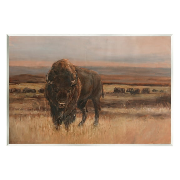 Stupell Industries Traditional Bison Landscape Animals & Insects Painting Unframed Art Print Wall Art, 15 x 10