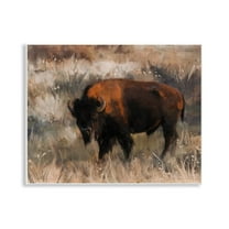 Stupell Industries Traditional Bison Range Animals & Insects Painting Unframed Art Print Wall Art, 14 x 11