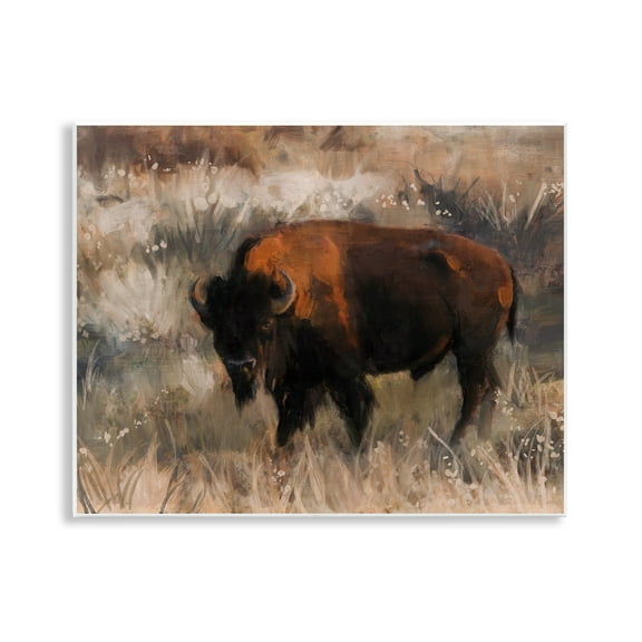 Stupell Industries Traditional Bison Range Animals & Insects Painting Unframed Art Print Wall Art, 14 x 11