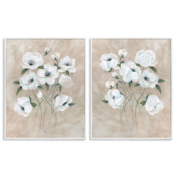 Stupell Industries Traditional Blossoms Bundle Plants & Flowers Painting White Framed Art Print Wall Art, 16 x 20, Set of 2