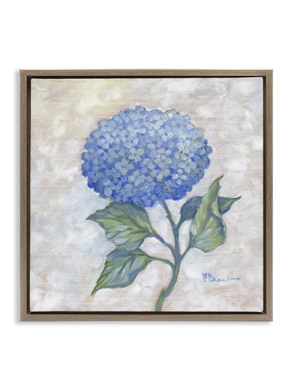 Industries Shabby Chic Traditional Blue Hydrangea Bloom Brown Floating Frame Canvas Art, 25 x 25, by Paul Brent
