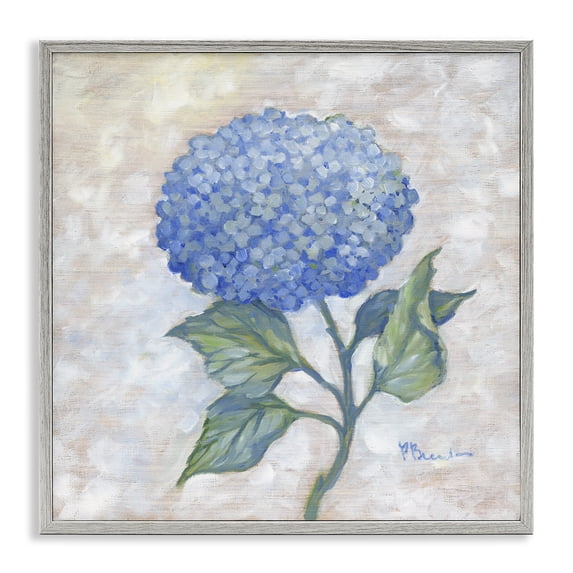Stupell Industries Traditional Blue Hydrangea Bloom Floral Painting Gray Framed Art Print Wall Art, 12 x 12