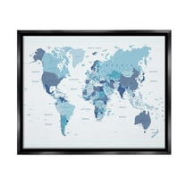 Stupell Industries Traditional Blue Map Town & City Painting Black Floater Framed Canvas Art Print Wall Art, 21 x 17