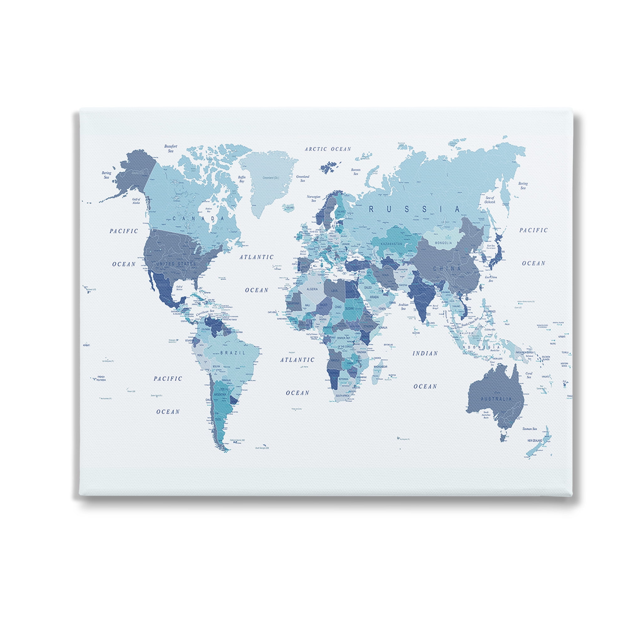 Stupell Industries Traditional Blue Map Town & City Painting Gallery Wrapped Canvas Art Print Wall Art, 30 x 24