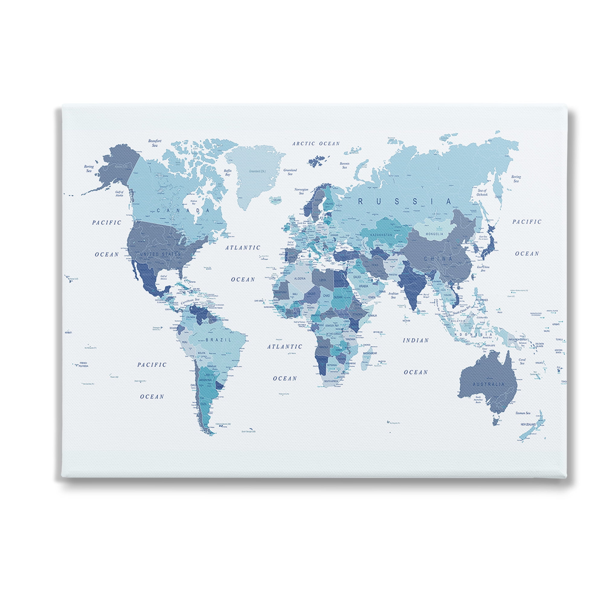 Stupell Industries Traditional Blue Map Town & City Painting Gallery Wrapped Canvas Art Print Wall Art, 48 x 36