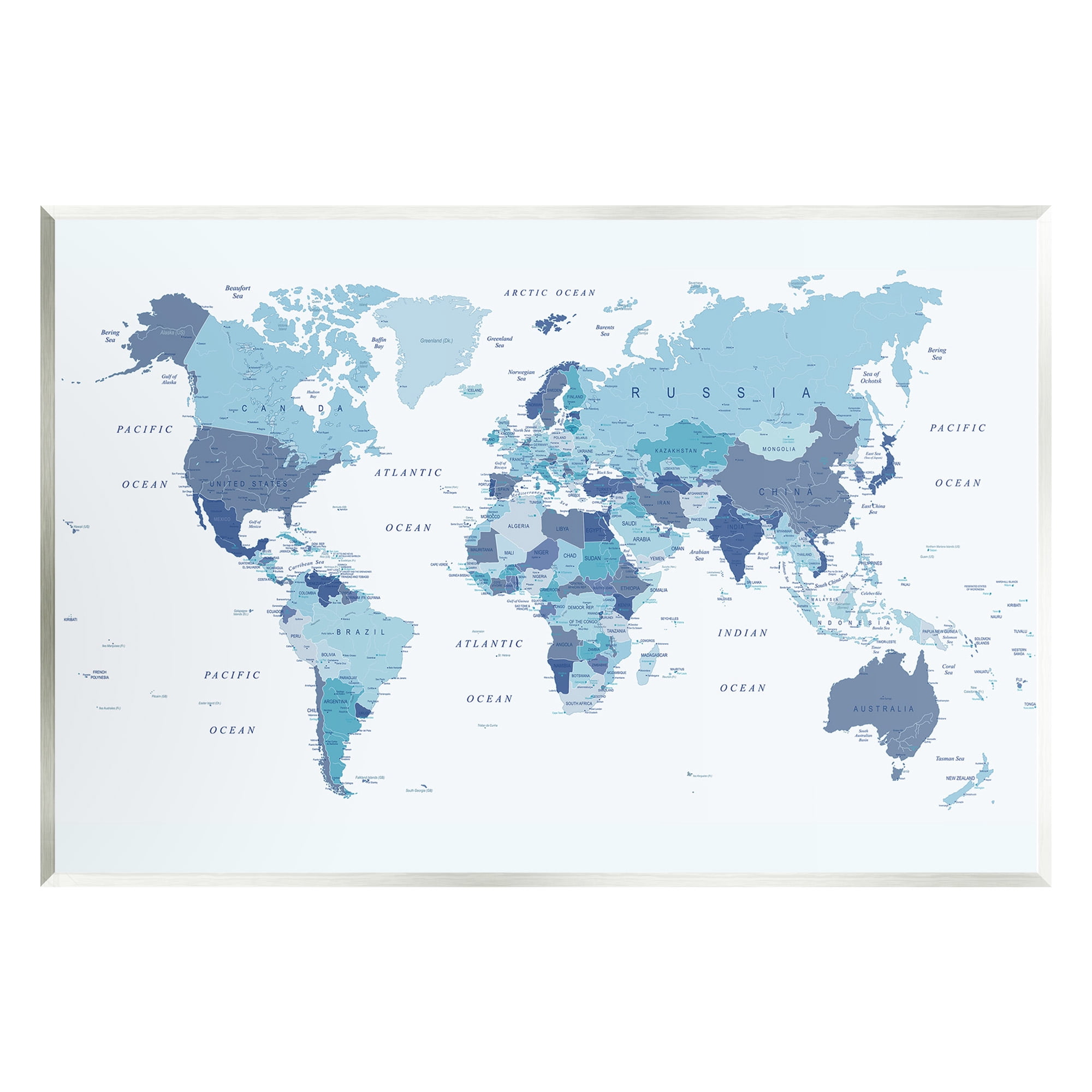 Stupell Industries Traditional Blue Map Town & City Painting Unframed Art Print Wall Art, 19 x 13
