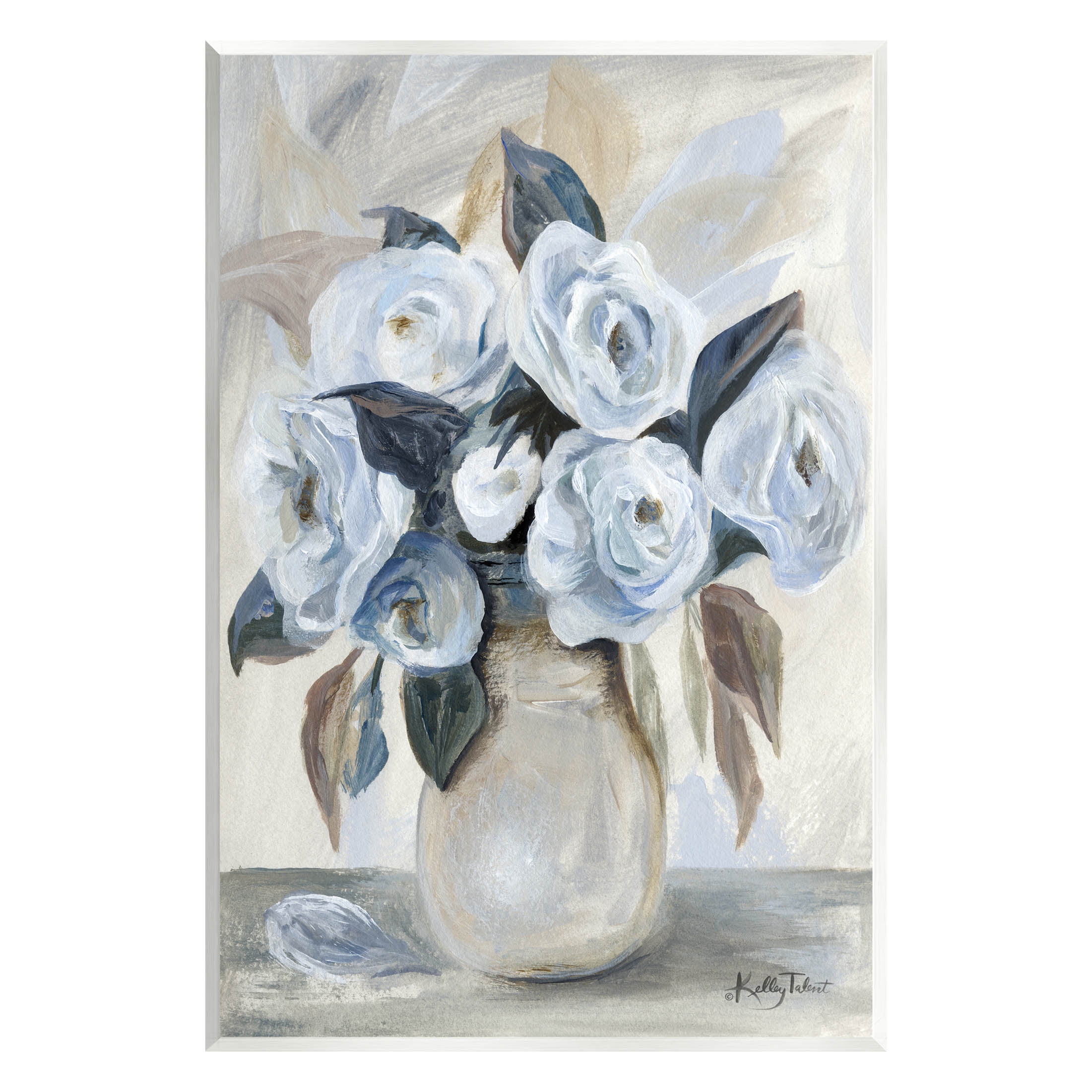 Stupell Industries Traditional Blue Rose Blossom Bouquet Painting Unframed Art Print Wall Art, Design by Kelley Talent