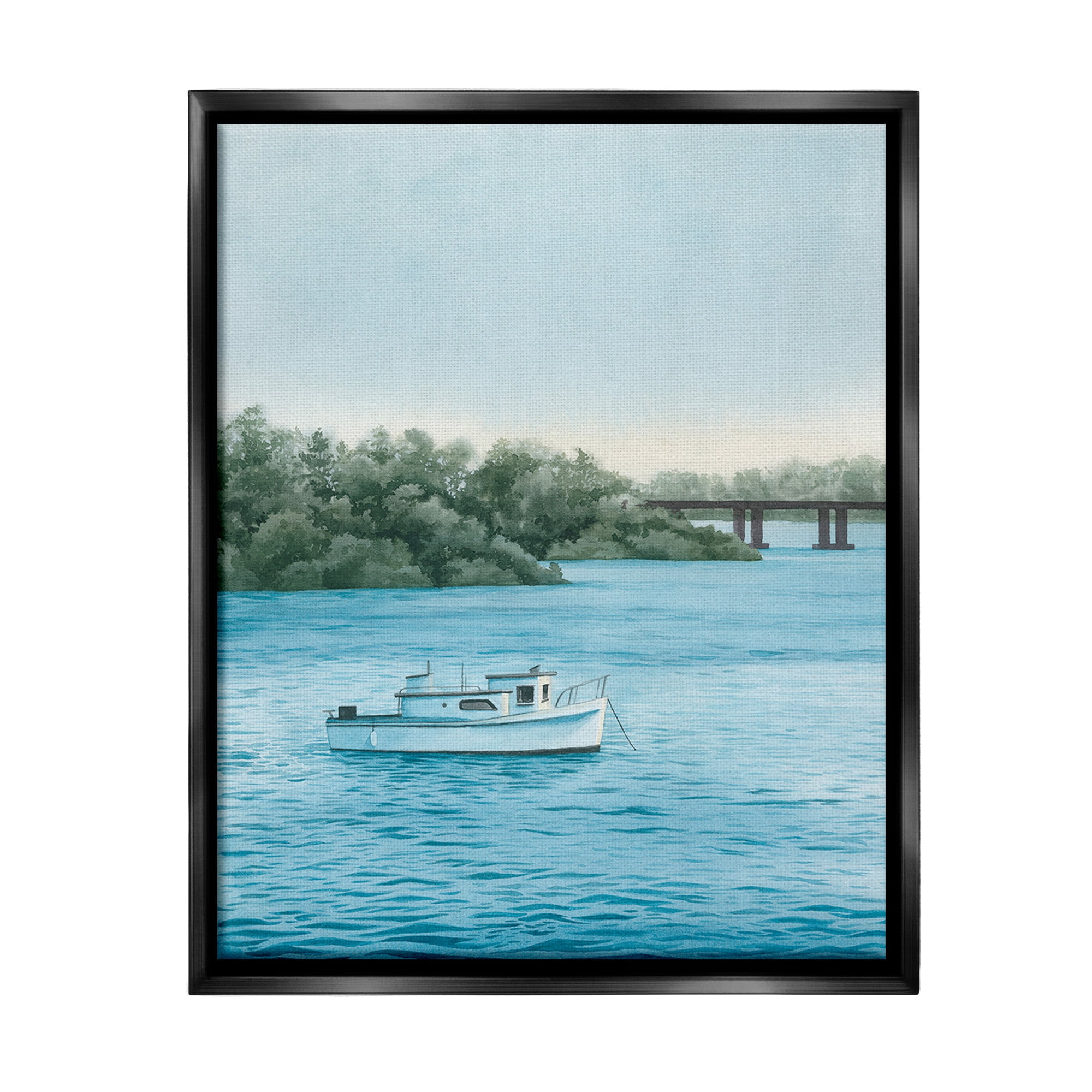 Stupell Industries Traditional Boating Seascape Transportation Photography Black Floater Framed Canvas Art Print Wall Art, 17 x 21