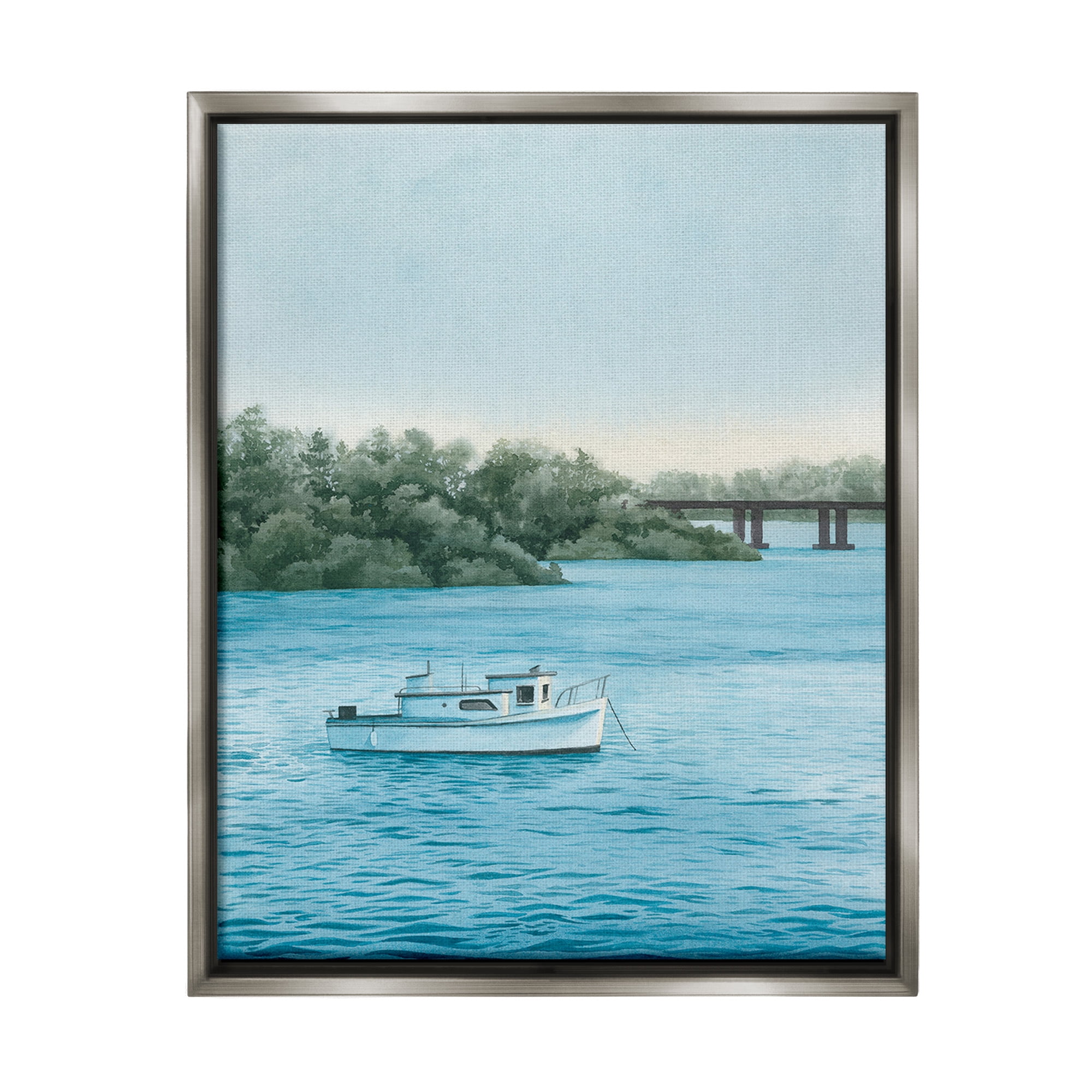 Stupell Industries Traditional Boating Seascape Transportation Photography Gray Floater Framed Canvas Art Print Wall Art, 25 x 31