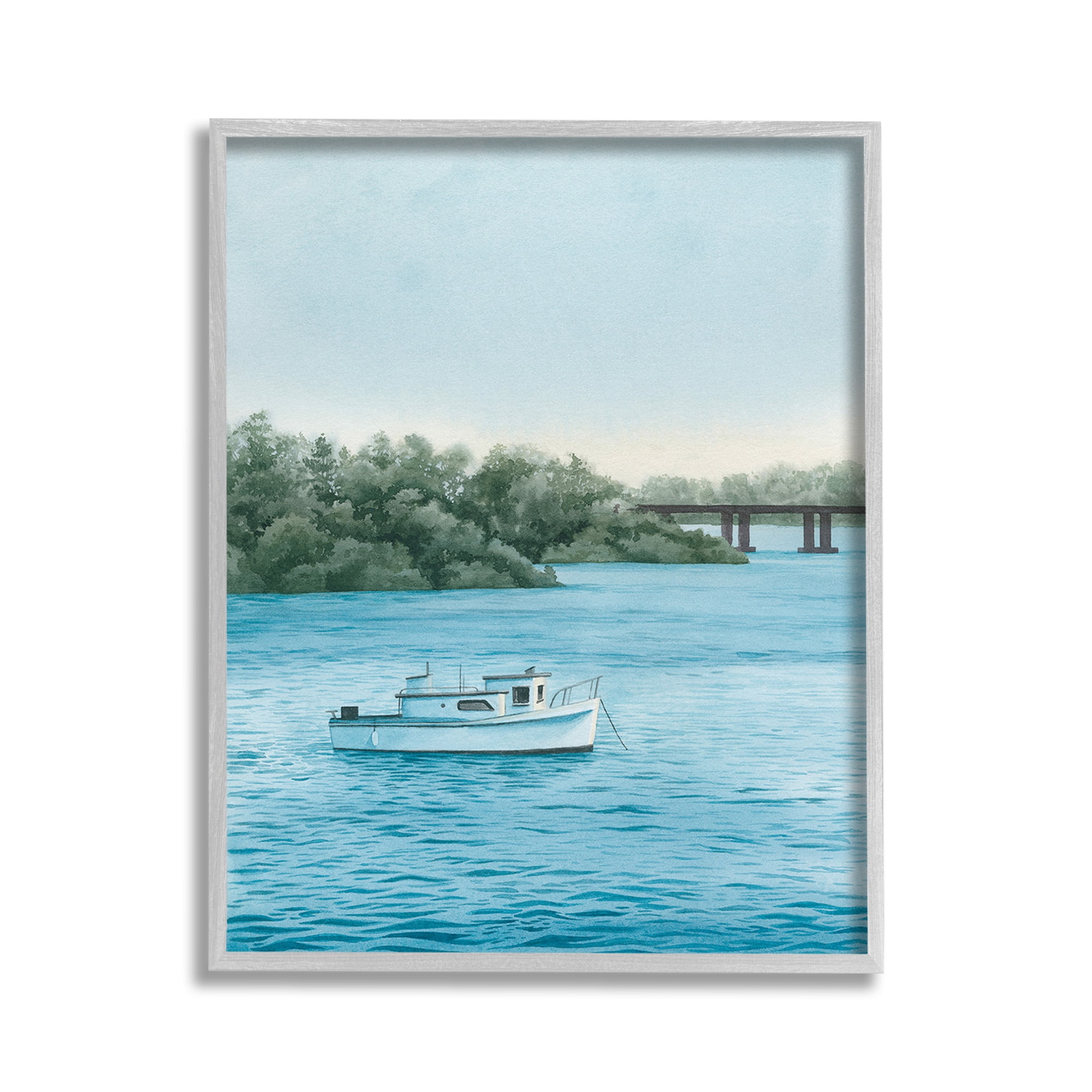 Stupell Industries Traditional Boating Seascape Transportation Photography Gray Framed Art Print Wall Art, 11 x 14