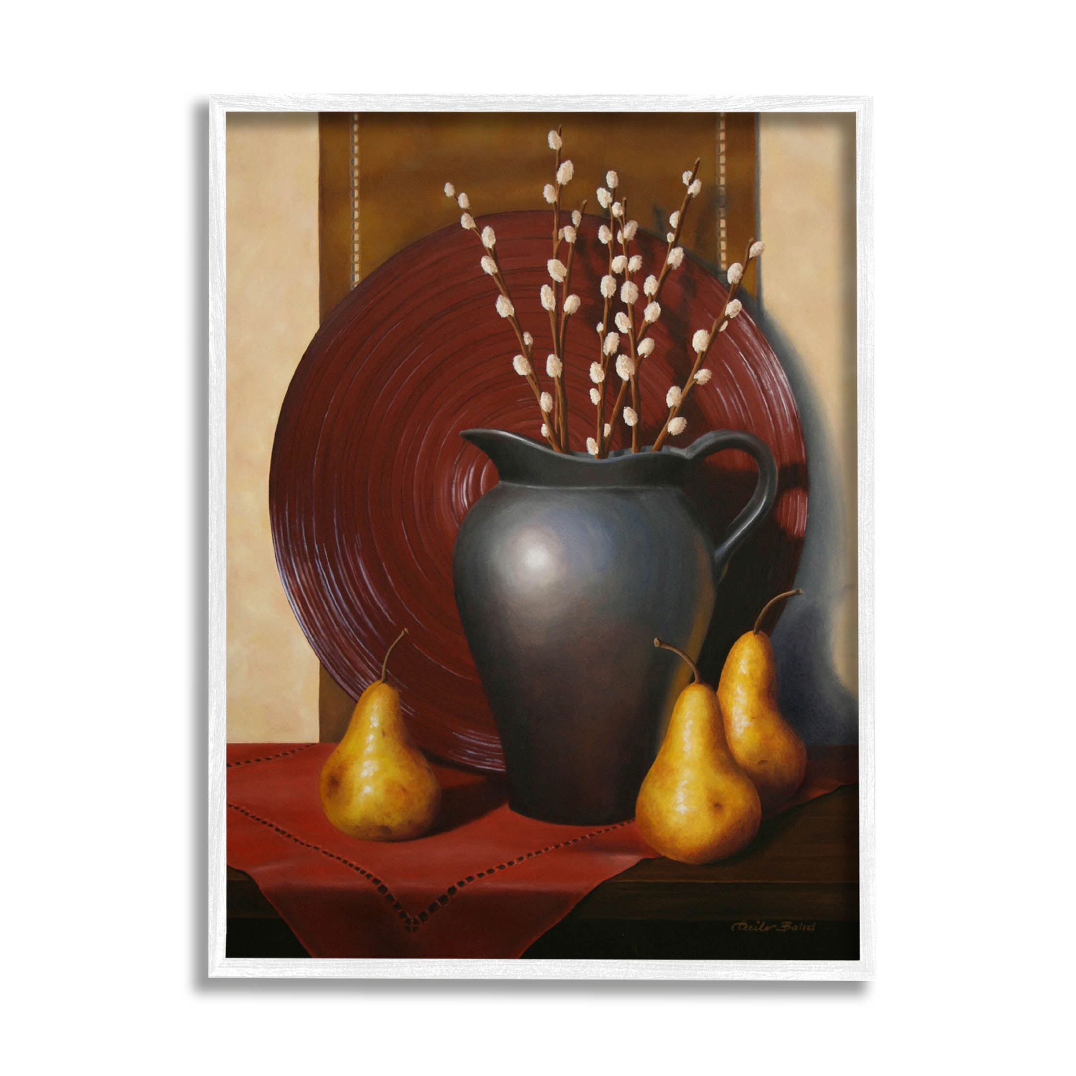 Stupell Industries Traditional Botanical Vase Arrangement Painting White Framed Art Print Wall Art, Design by Cecile Baird