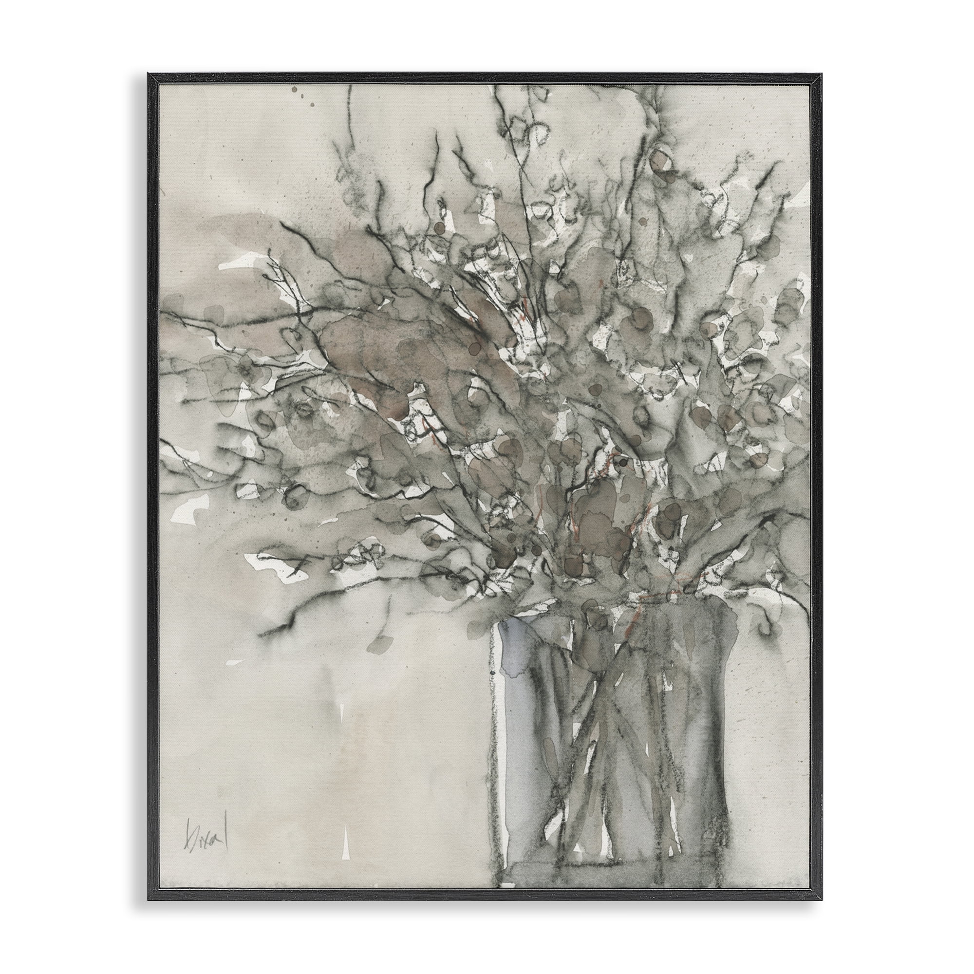Stupell Industries Traditional Bouquet Drawing Plants & Flowers Painting Black Framed Art Print Wall Art, 16 x 20