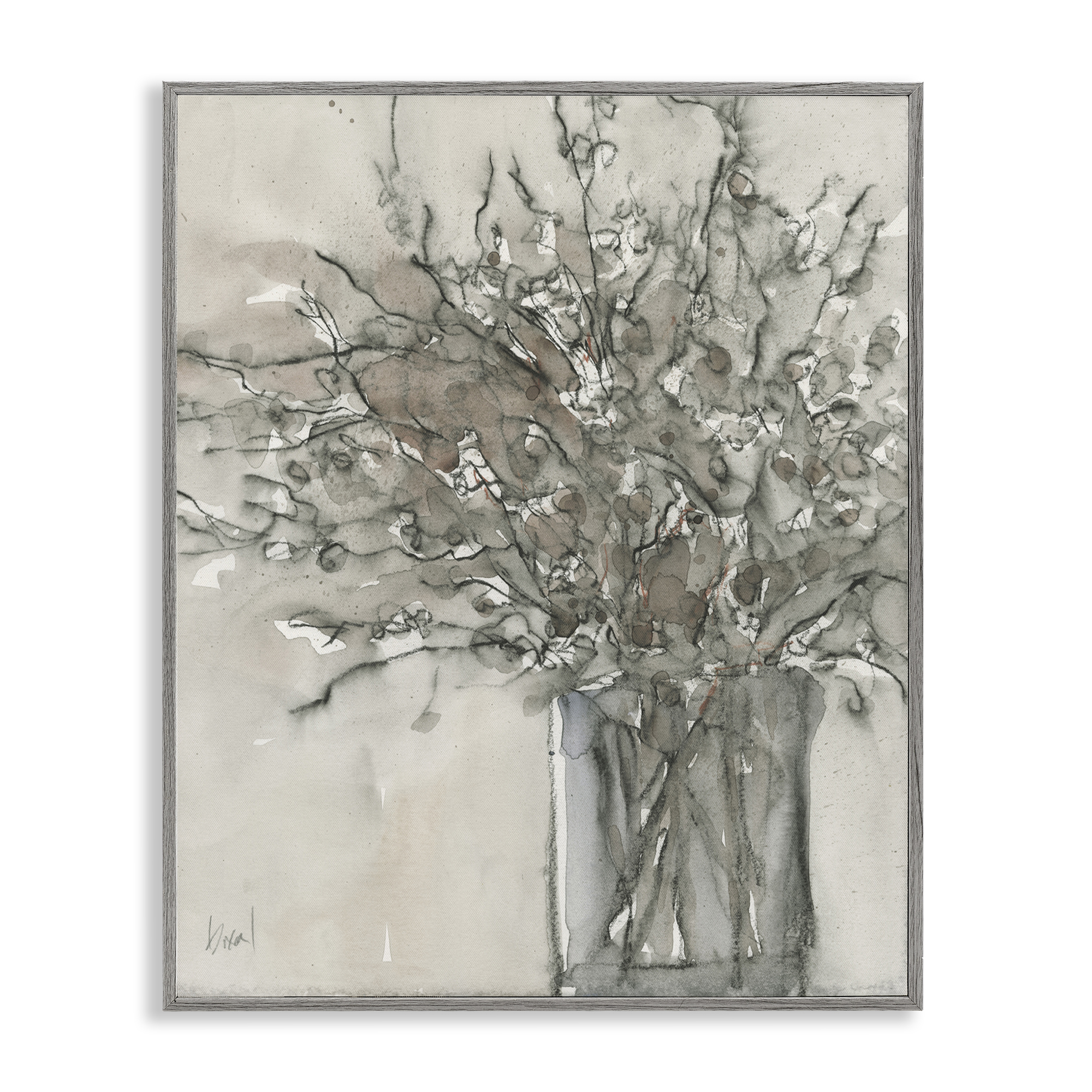 Stupell Industries Traditional Bouquet Drawing Plants & Flowers Painting Gray Framed Art Print Wall Art, 11 x 14