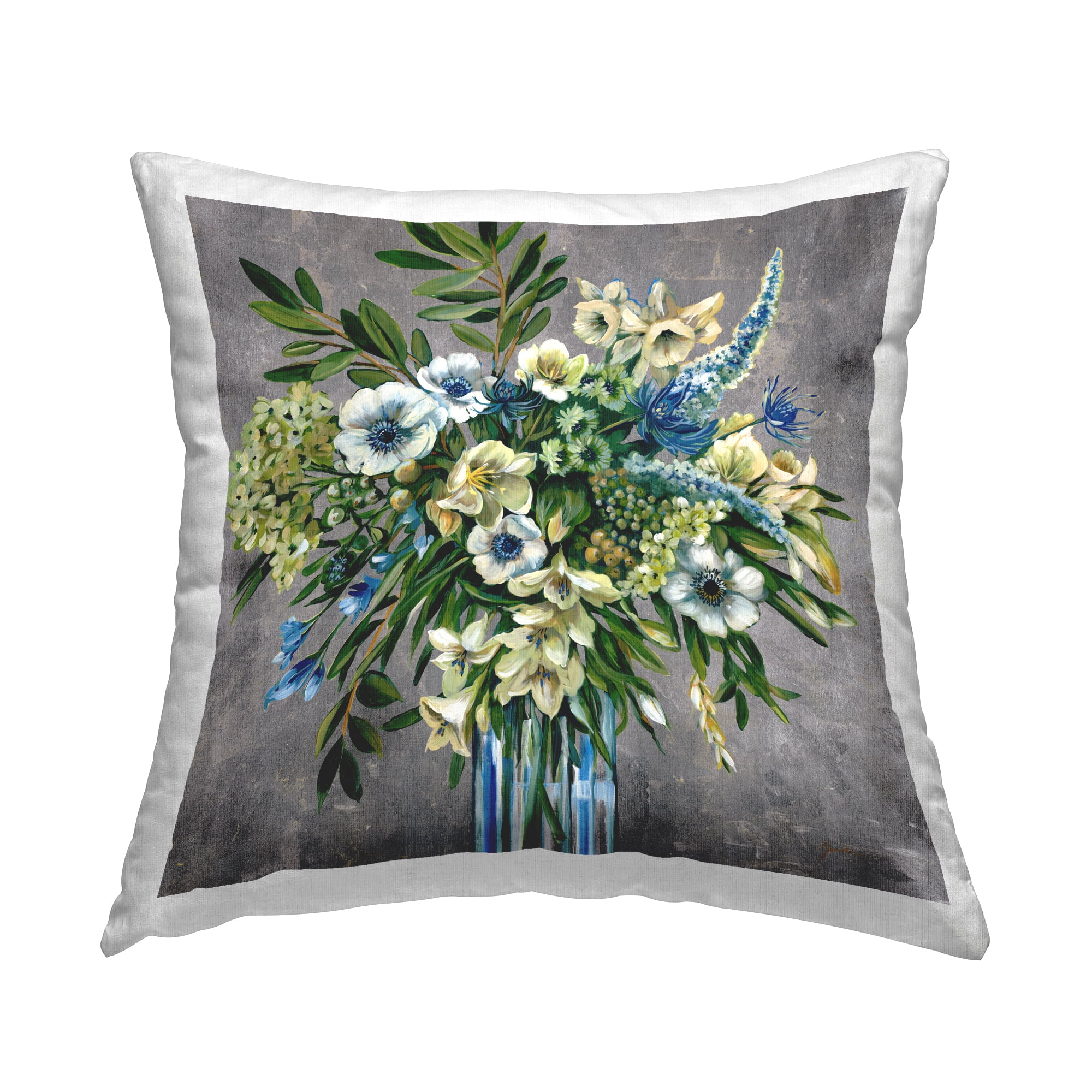 Stupell Industries Traditional Bouquet of Flowers Decorative Printed Throw Pillow Design by Liz Jardine.