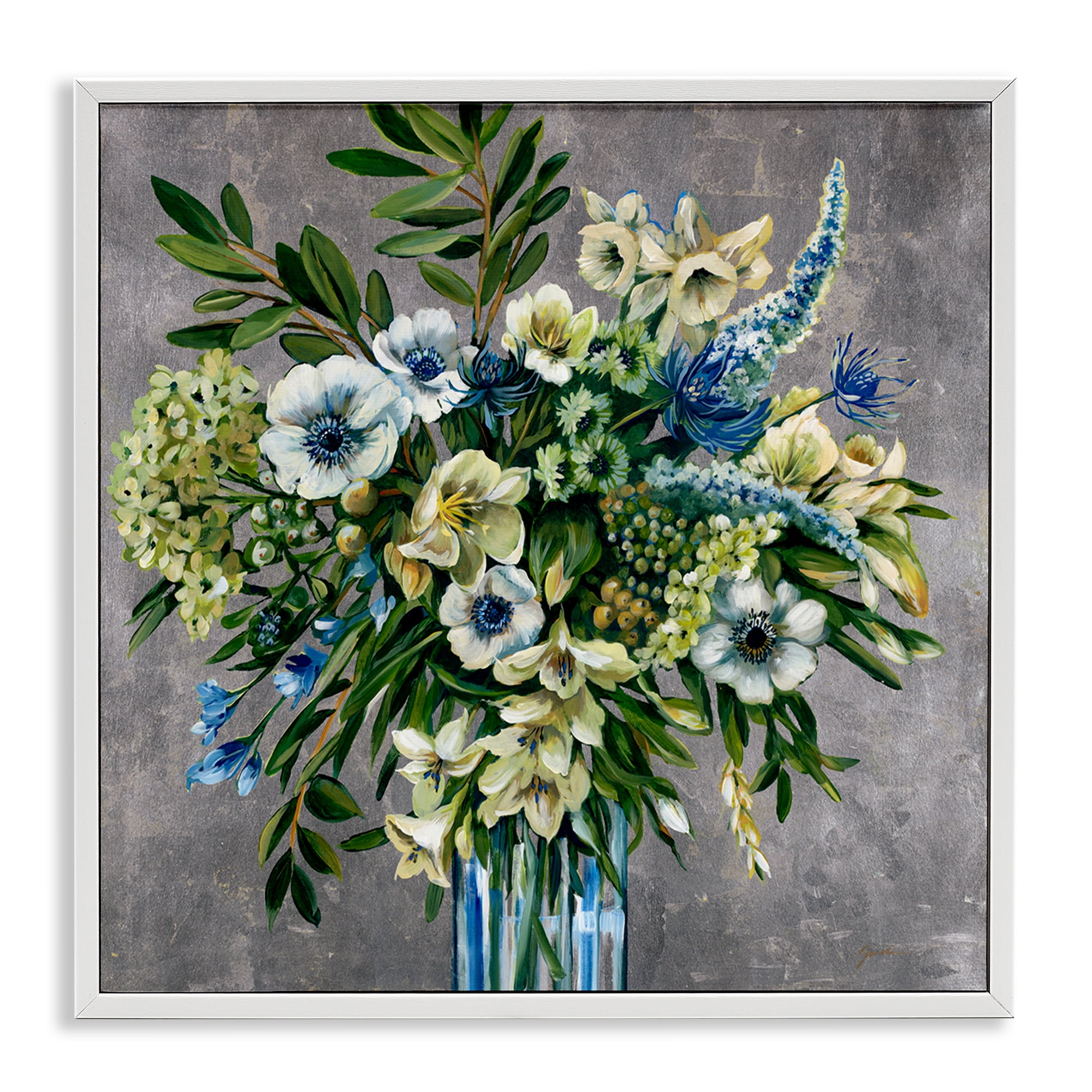 Stupell Industries Traditional Bouquet of Flowers Plants & Flowers Painting White Framed Art Print Wall Art, 12 x 12