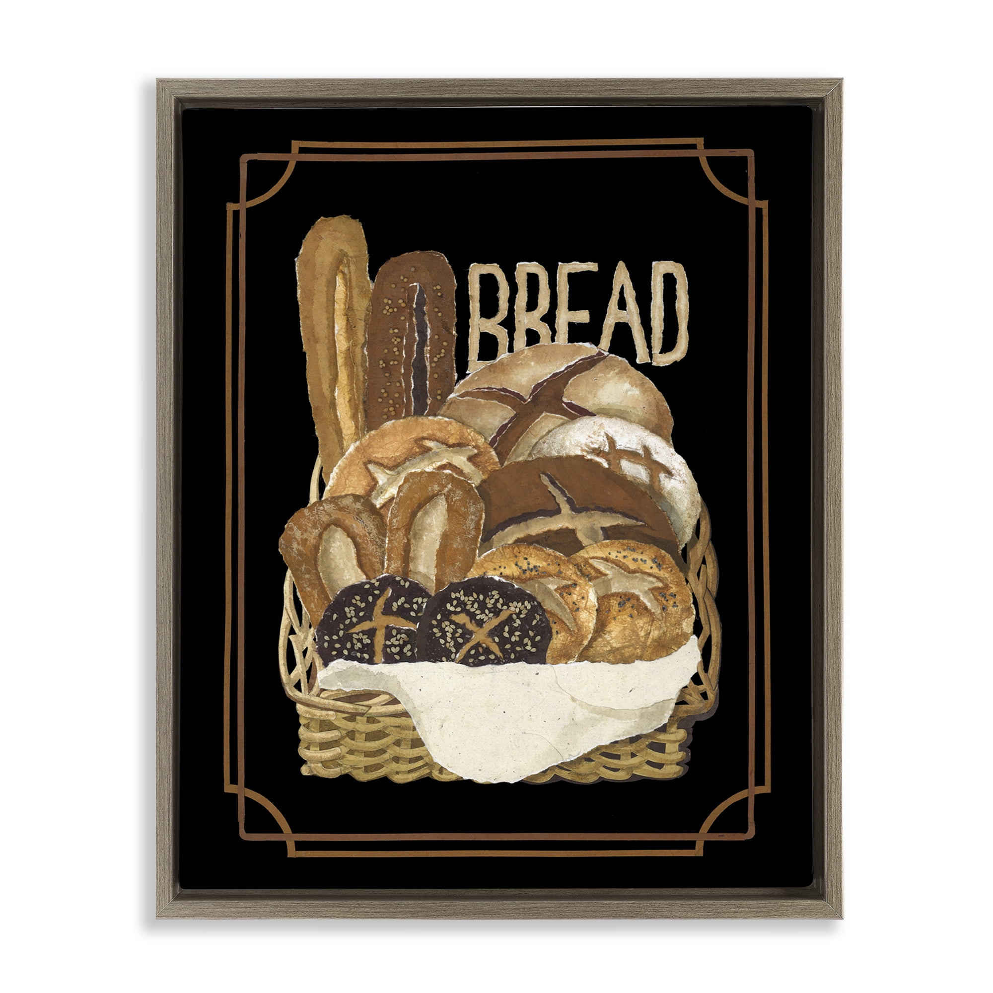 Stupell Industries Traditional Bread Basket Food & Beverage Painting Brown Floater Framed Art Print Wall Art, 17 x 21
