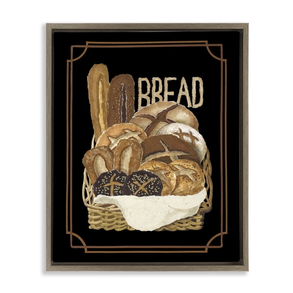 Stupell Industries Traditional Bread Basket Food & Beverage Painting Brown Floater Framed Art Print Wall Art, 25 x 31